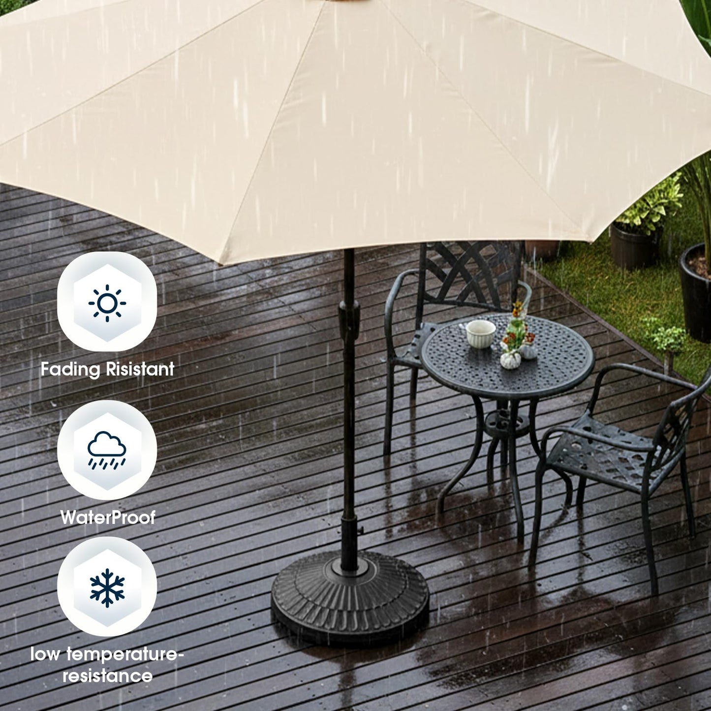 wikiwiki 90 Lbs HDPE Round Patio Umbrella Base, Weighted Umbrella Stands Fits 1.5-1.9in Poles for Garden, Lawn, Deck, Backyard & Pool, Black