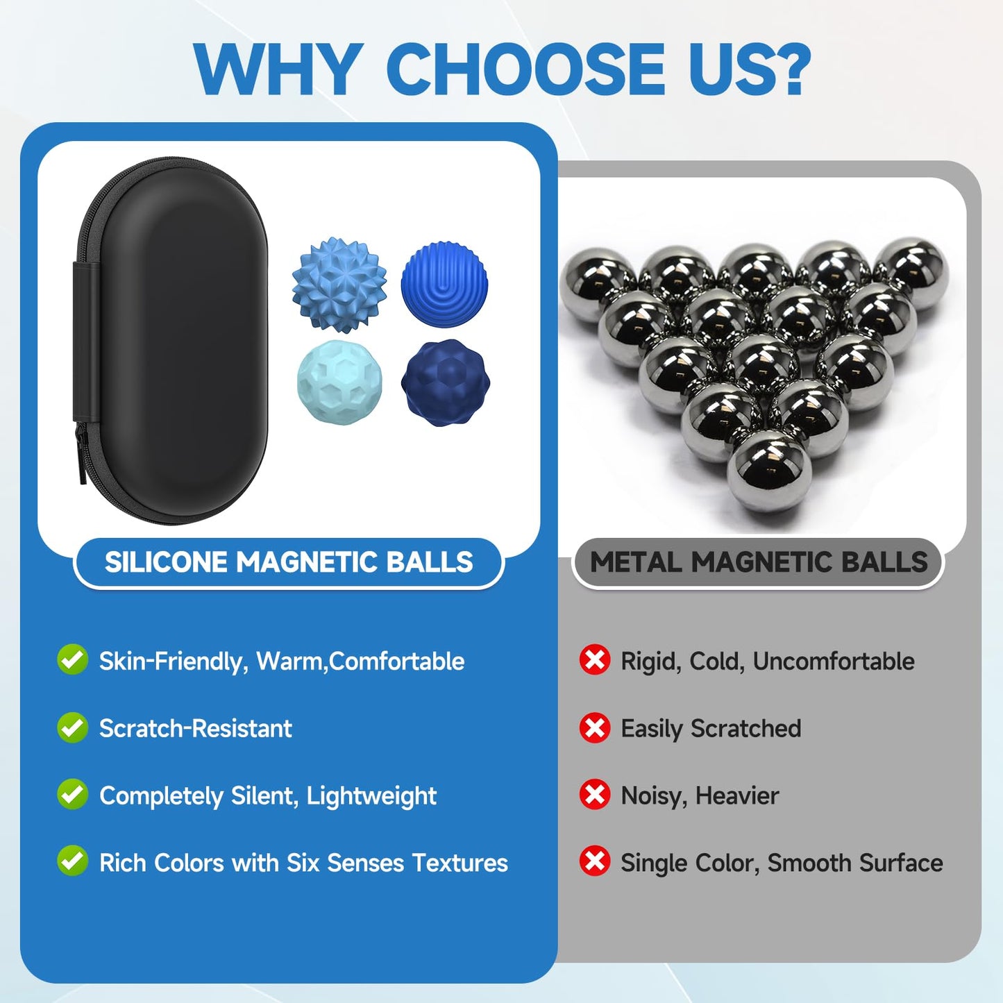 Magnetic Sensory Balls Fidget Toys for Adults&Teens, Stress Relief Silicone Sensory Toys for Autism ADHD Anxiety, Fun Textures Gadgets,Office Desk Toy,Easter Basket Stuffers for Teens Women Men Gift