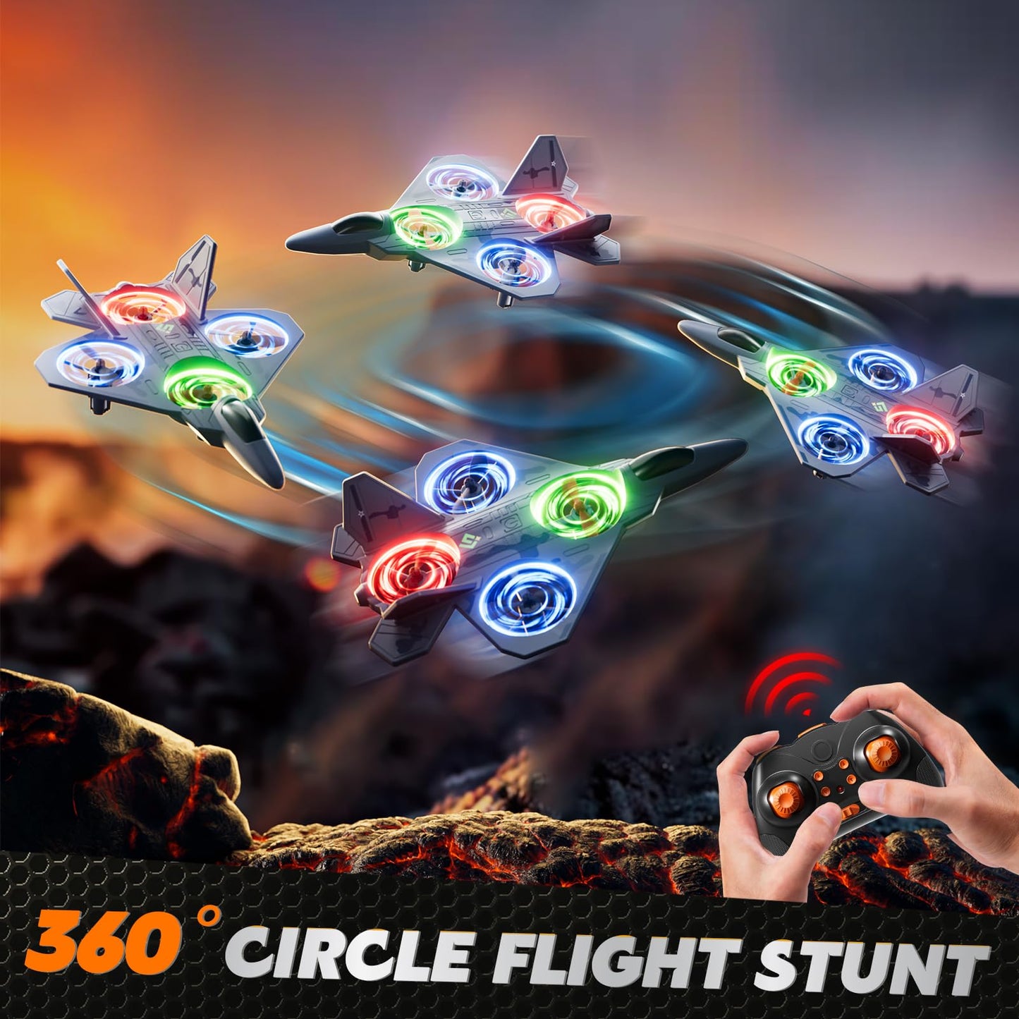 WATUDOU Mini Stunt Remote Control Plane Drone Toys with LED Lights – 2.4GHz RC Airplane Toys, Headless Mode & 360° Flip, Indoor Outdoor Flying Toy for Kids 8-12 & Adults, for Kids