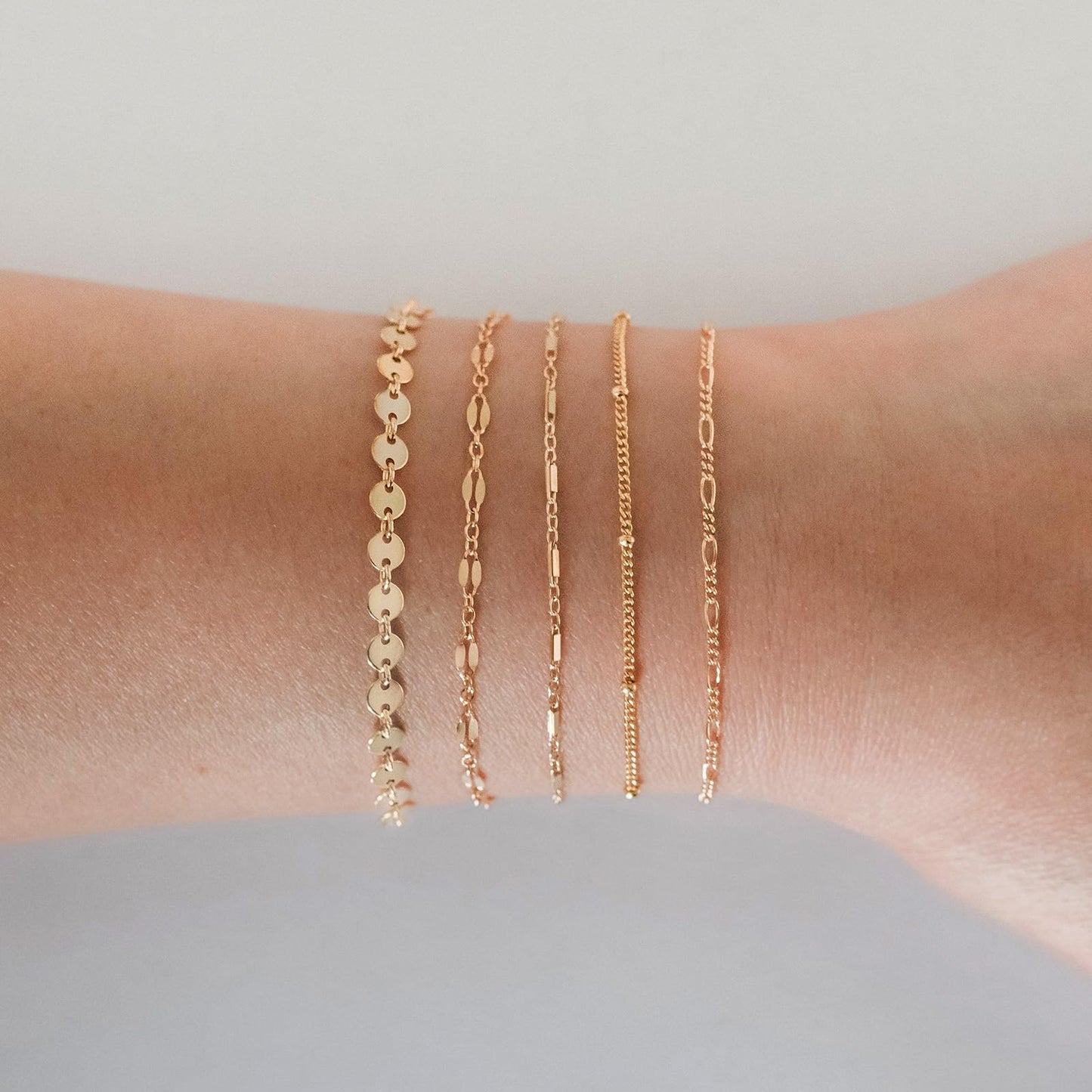DEARMAY 14K Gold Plated Chain Bracelets for Women Gold Jewelry Set for Women Cuban Link Beaded Bracelets Figaro Paperclip Rope Herringbone Bracelet Pack Gifts