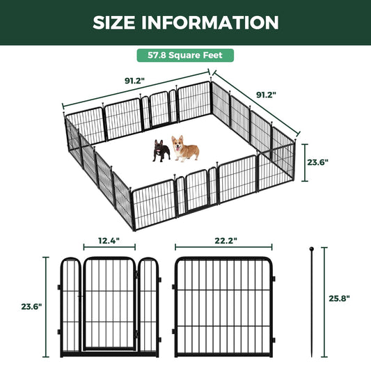 FXW Rollick Unleashed Dog Playpen for Indoor, Yard, RV Camping, 24 inch 16 Panels for Small and Puppy Dogs, Black│Patented