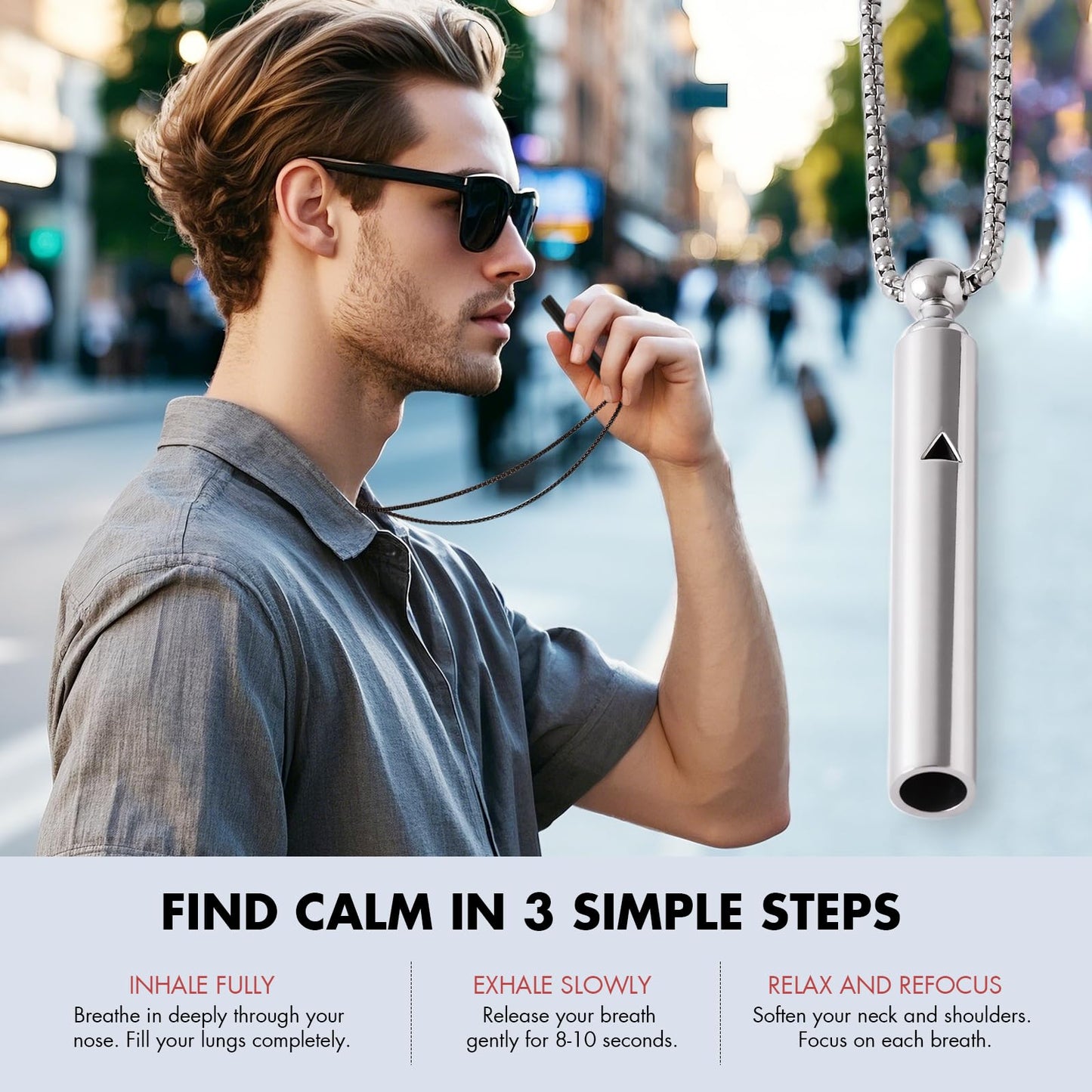 AD ADASTONE Breathing Necklace for Anxiety Relief Breathlink Anti Smoking Necklace Stop Smoking Aids Quit Vaping Tools for Smoking Cessation Fum Vaporless Inhaler for Natural Calm Stress Relief