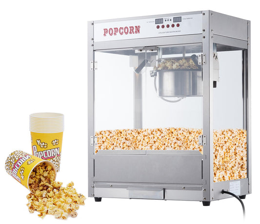 RIEDHOFF 8OZ Popcorn Machine for Movie Night, Temperature Control with Digital Display, Popcorn Popper Machine with 10 PACK Popcorn Buckets, Old Fashion Popcorn Machine Movie Theater Style