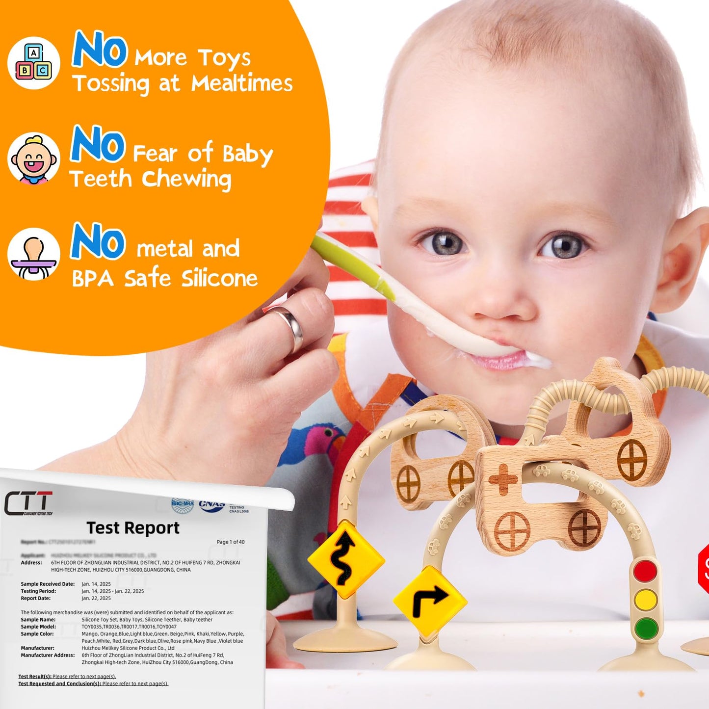 Baby Suction Cup Toys for Highchair - Sensory Silicone Toys for High Chairs, Airplane Travel, Bathtub, Restaurant, Montessori Interactive Teething Fine Motor Skills Toys for Infant and Toddler