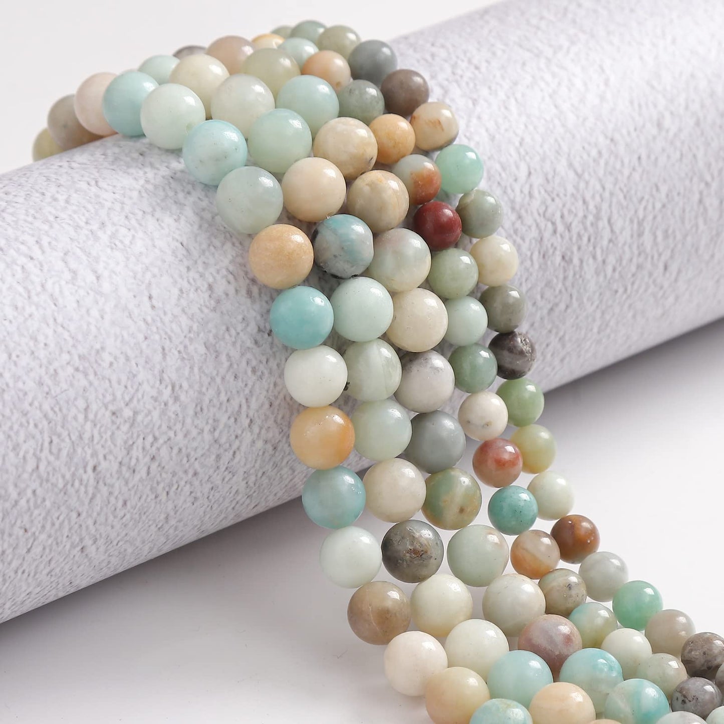 35pcs 10mm Natural Amazonite Gemstone Beads Energy Healing Crystal Round Loose Stone Beads for Jewelry Making, DIY Bracelets Necklaces
