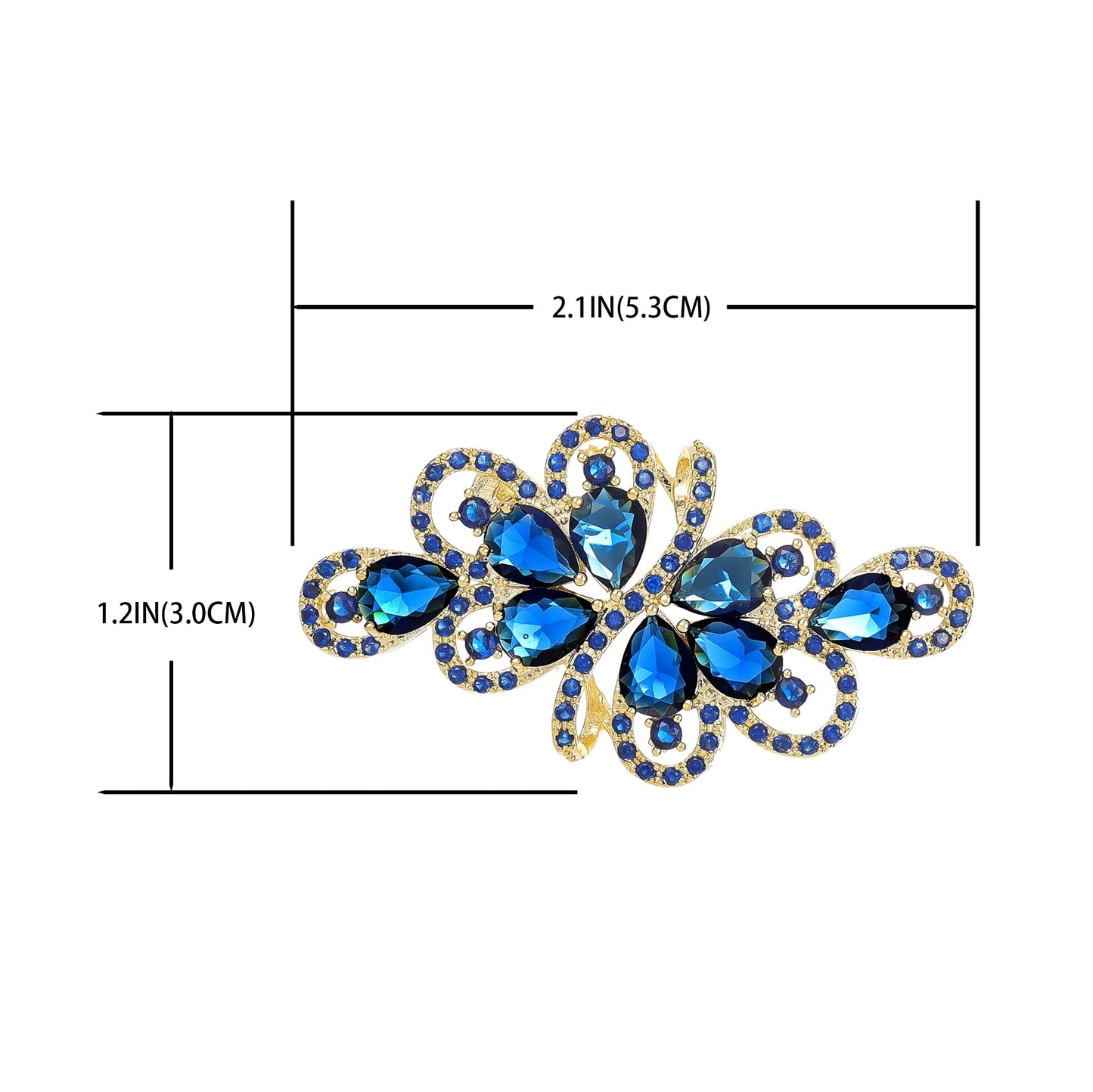 YOQUCOL Vintage Dark Blue Zircon Crystal Rhinestone Bowknot Shape Brooch Pin For Women Golden Tone