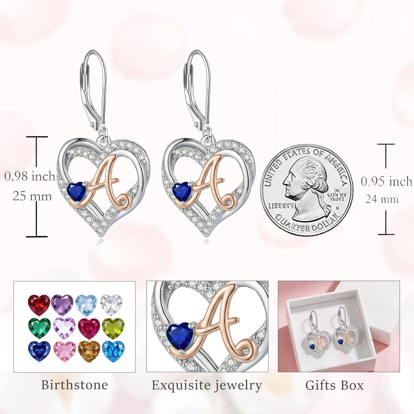 ZPMMPZ Initial Birthstone Earrings Intial Letter Dangle Drop Earrings Birthstone Jewelry Gifts for Women A & October