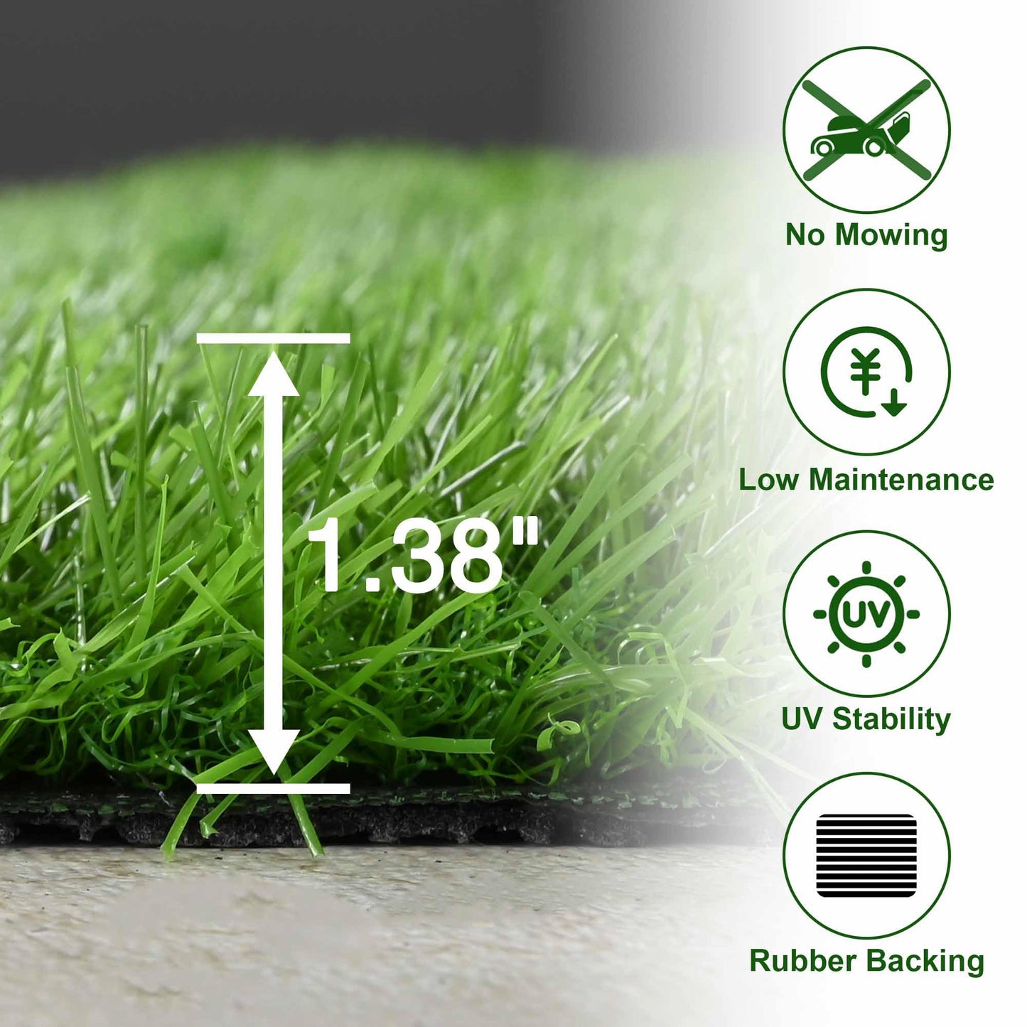 Yescom Artificial Grass Turf Synthetic Turf Fake Lawn with Drainage Holes for Pet Dog Potty Backyard Outdoor 50'x3'x4PCS(600 Sq.Ft) 1.38" Pile Height