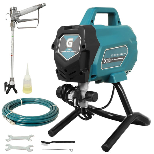 GarveeTech X10 Airless Paint Sprayer, 0.32GPM Stand Paint Sprayer, 3300 PSI 750W High Efficiency Paint Sprayer Machine with Extension Pole and Cleaning Kits for House Fence Painting DIY Furniture