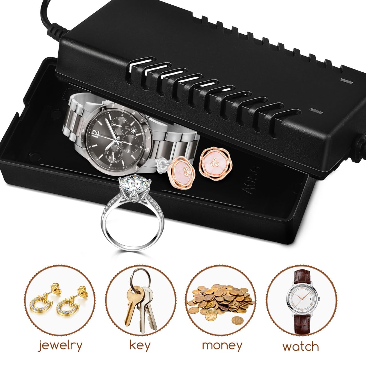Housoutil Hidden Storage Box, Fake Charger Plug Secret Container, Hidden Safe Box, Secret Compartment for Cash Jewelry Valuables Medicine Keys