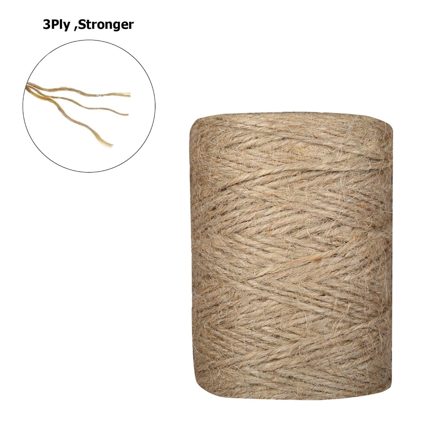 984 Feet Jute Twine String 2mm Handmade Natural Thin Twine for Crafts Gardening Garden Plant Gift Wrapping Art Decoration Packing Material Christmas Long Twine (3 ply)