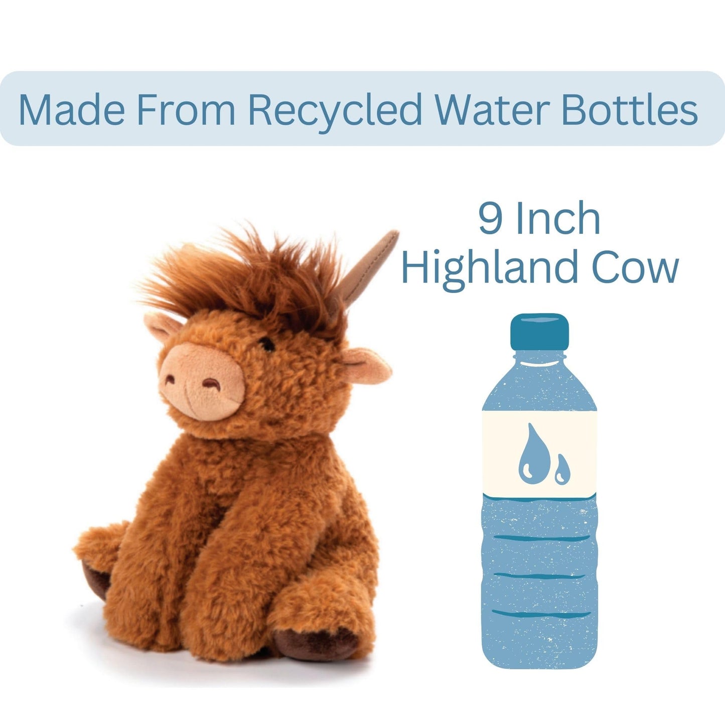 The Petting Zoo Highland Cow Plushie Stuffed Animal, Gifts for Kids, Wild Onez Wildlife Animals, Cow Plush Toy, 9 inches