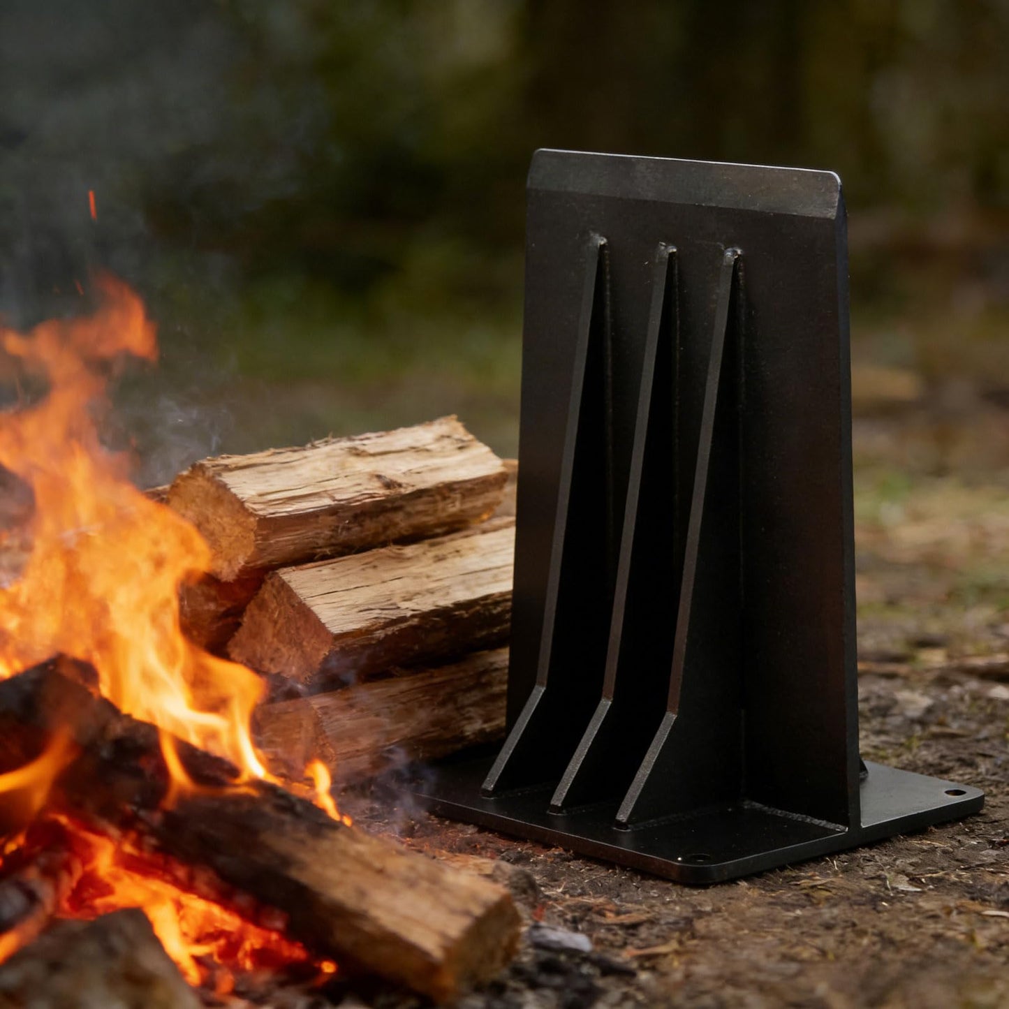 ZAFortLign Kindle Cracker Log Firwood Splitter, 8in 8.8lb Manual Steel Wood Splitting Wedge for Wood Stove Fireplace and Fire Pits, Black (Black)