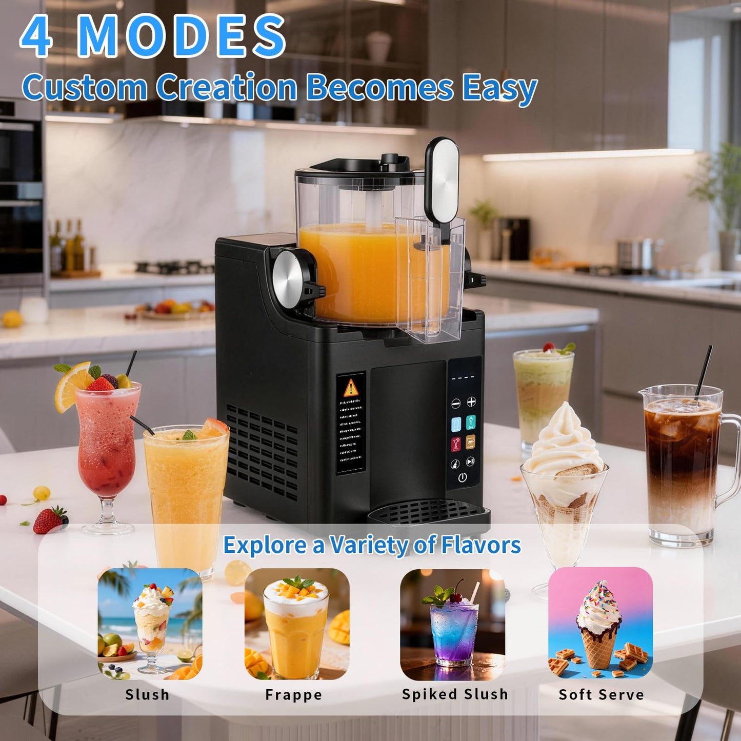 Slushie & Soft Serve Ice Cream Maker, Slushie Machine for Home,Frozen Drink Machine, No Ice Needed, Self Cleaning Slushy Machine, Perfect for Milkshake, Frozen Margaritas, Cocktail and More