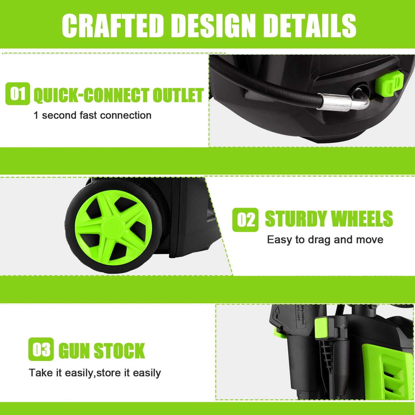 Imdot Electric Pressure Washer 5000 PSI 4.0GPM Portable Power Washer with 4 QC Nozzles, 500ML Foam Cannon for Cars/Fences/Driveways/Home/Patios Cleaning, Deep Green