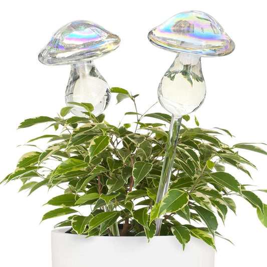 Kingbuy Iridescent Mushroom Self-Watering Globes for Plants - 2 Pack Automatic Plant Waterer Indoor/Outdoor, Plant Watering Devices with Continuous Moisture Supply, No Electricity Needed