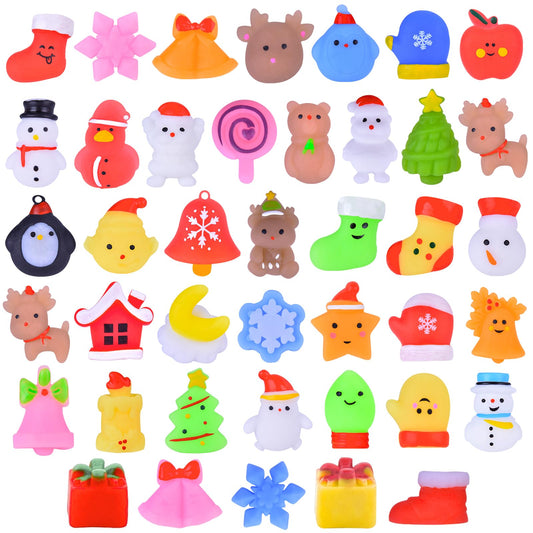 50 Pcs Christmas Squishy Toys, Christmas Party Favors Stocking Stuffers Xmas Gifts, Kawaii Mochi Squishies Sensory Squeeze Toys for Kids Christmas Party Favors Stocking Stuffers Gifts