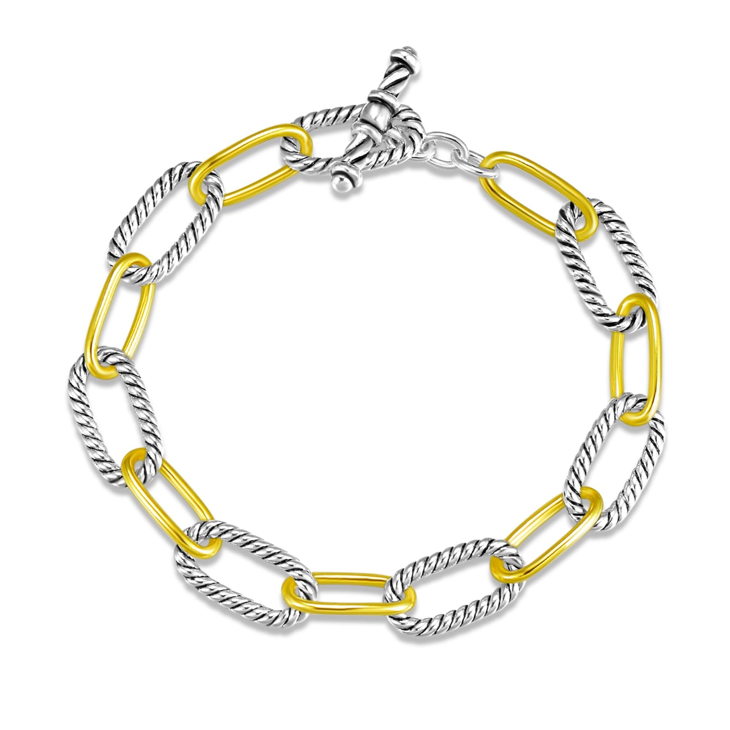 UNY JEWEL Slim Paperclip Link Bracelet Two Tone Twisted Cable Wire Chain Lightweight Designer Inspired Jewelry Gift for Women (Slim Paperclip Silver)
