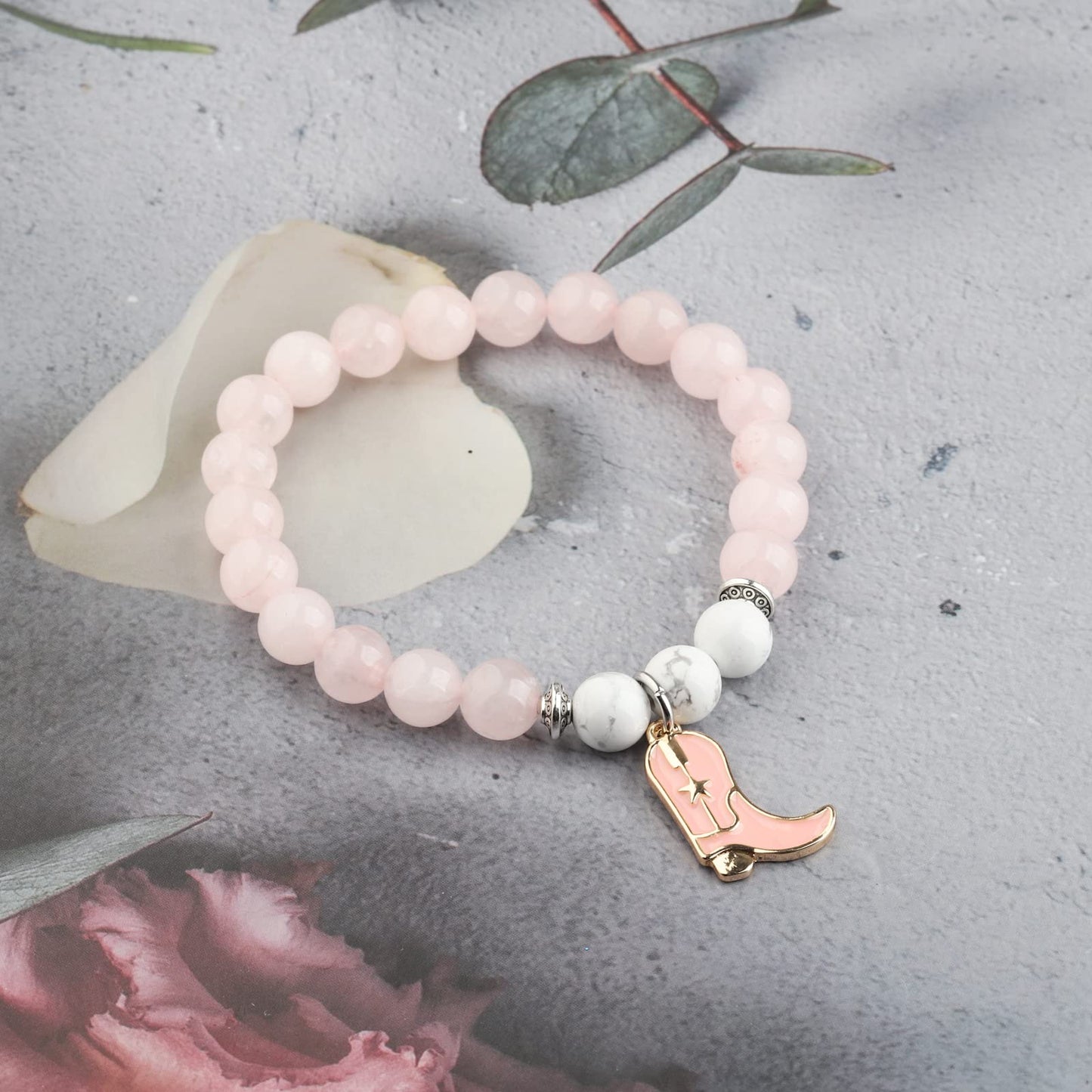 FUSTMW Cowgirl Boot Bracelet Horse Lovers Equestrian Gift for Horse Rider Owners Cowgirl Jewelry for Women (Pink Bracelet)