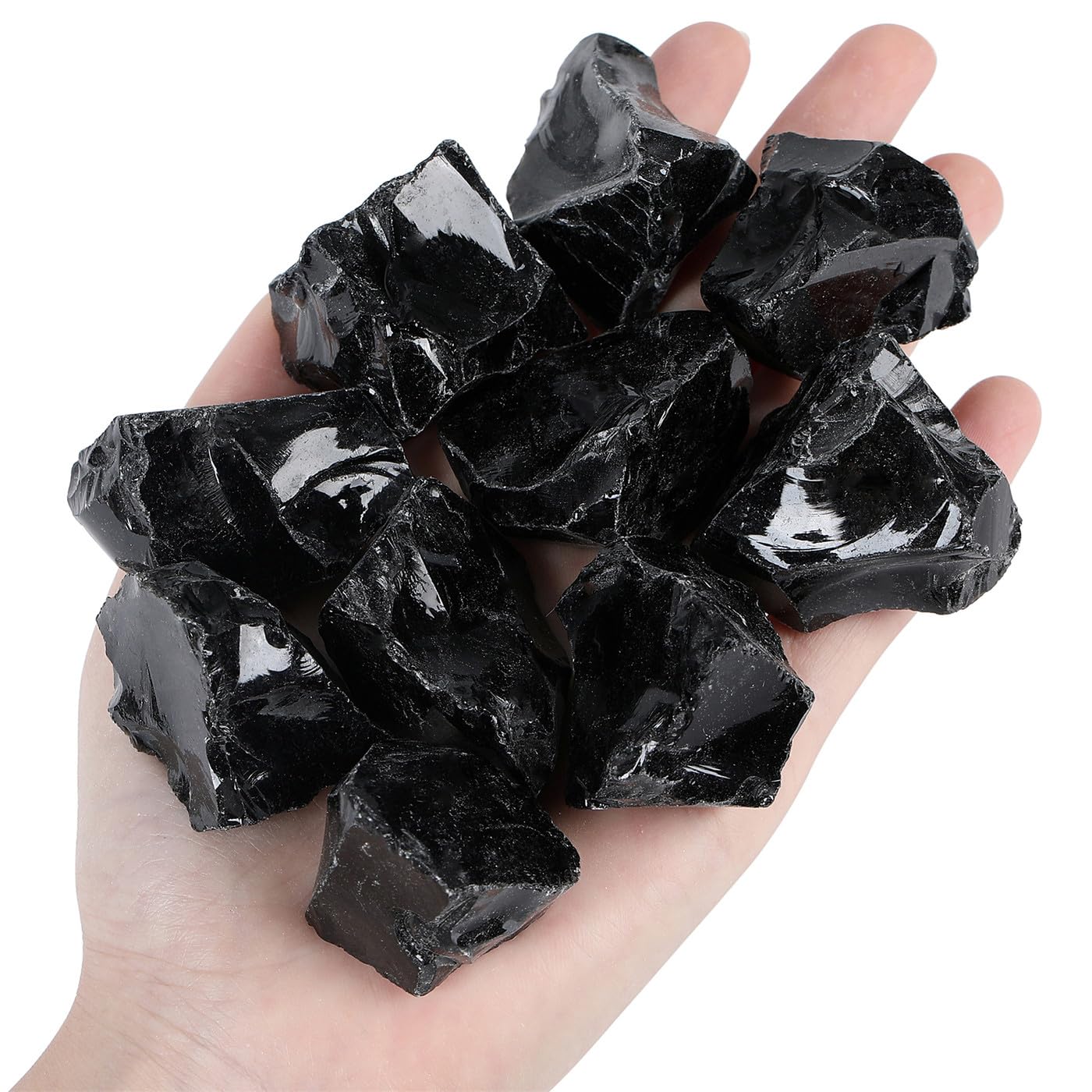 YATOJUZI Black Obsidian 1lb Bulk Natural Healing Crystals Raw Rough Rocks Stones Sets for Cabbing Tumbling Cutting Lapidary Polishing Reiki Crytsal Healing Wire Wrapping Decoration Gemstone
