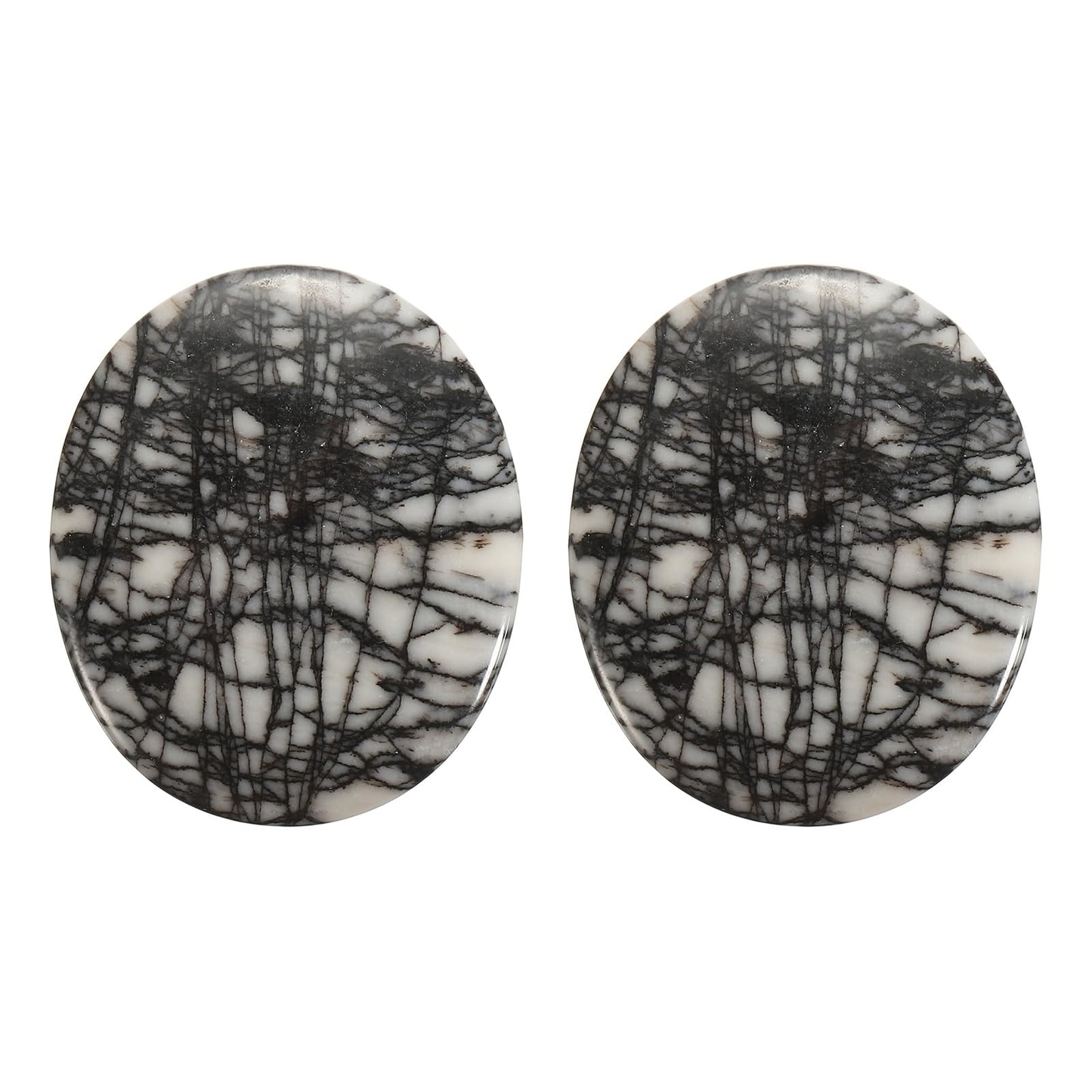 MECCANIXITY 2 Pcs Thumb Worry Stone for Anxiety, Black Net Stone Relief Crystals Hand Thumb Stones Pocket Gems Natural Polished for Yoga Meditation Relief