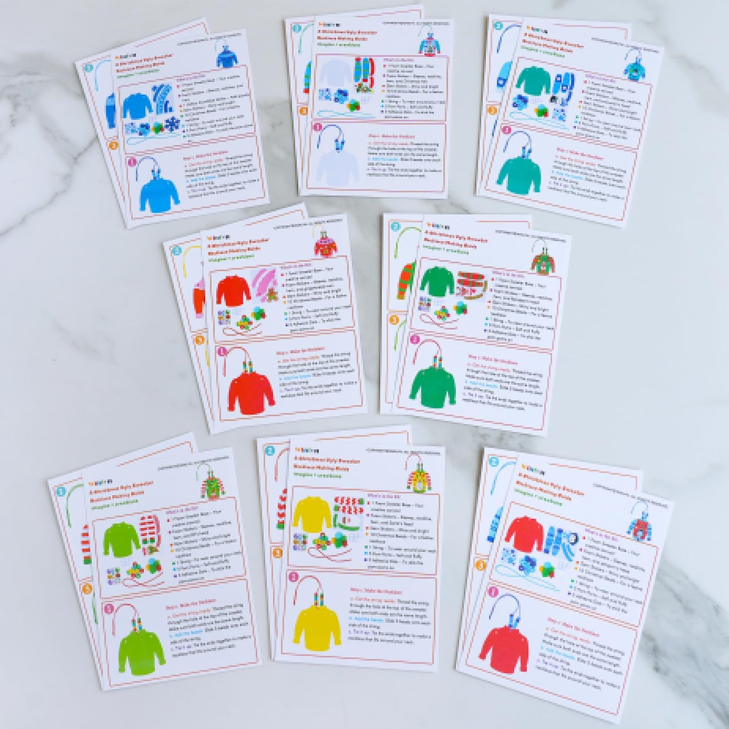 Winlyn 24 Sets Christmas Decorations DIY Ugly Sweater Necklaces Ornaments Winter Crafts Kits Foam Sweater Festive Foam Stickers for Kids Holiday Seasonal Gift Home Classroom Activities Party Favors