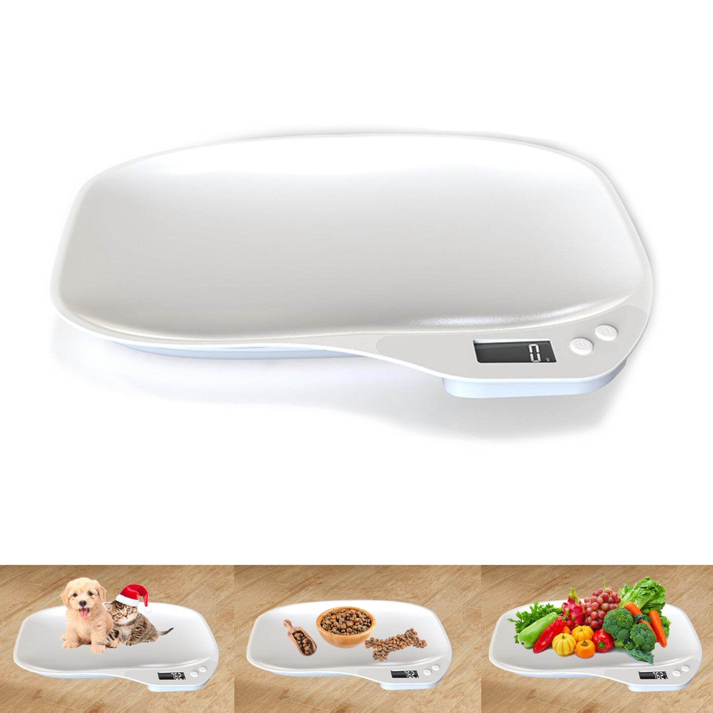 HMRCYTE Small Animal Digital Scale, Pet Scale with LCD Display, Puppy Scale, Electronic Kitchen Food Scale, (Max 33lbs),14 x 10 inches, for Weighing Kitten, Puppies, Hamster, Newborn Pets (White)