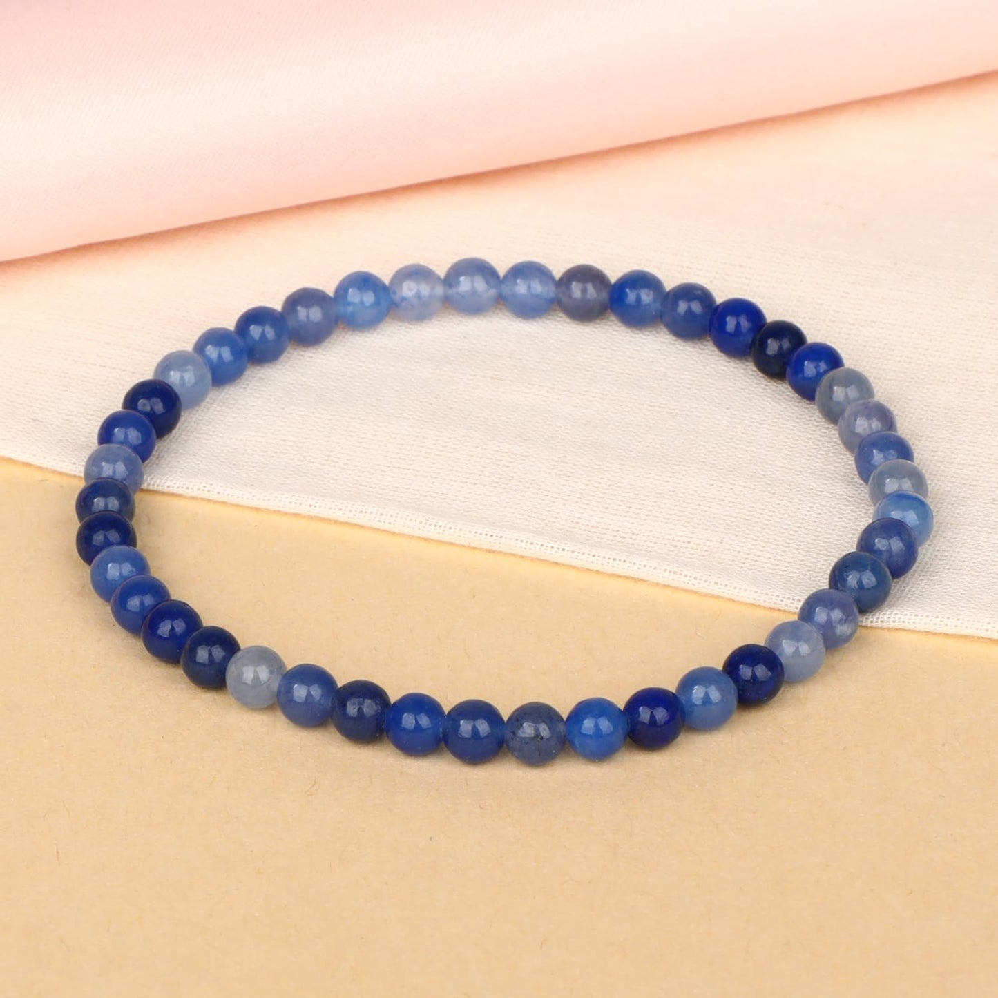 LPBeads Handmade Natural Gemstone Stretch Elastic 4mm Blue Aventurine Bracelet Healing Crystal Round Stone Beads Jewelry Gifts for Women Men