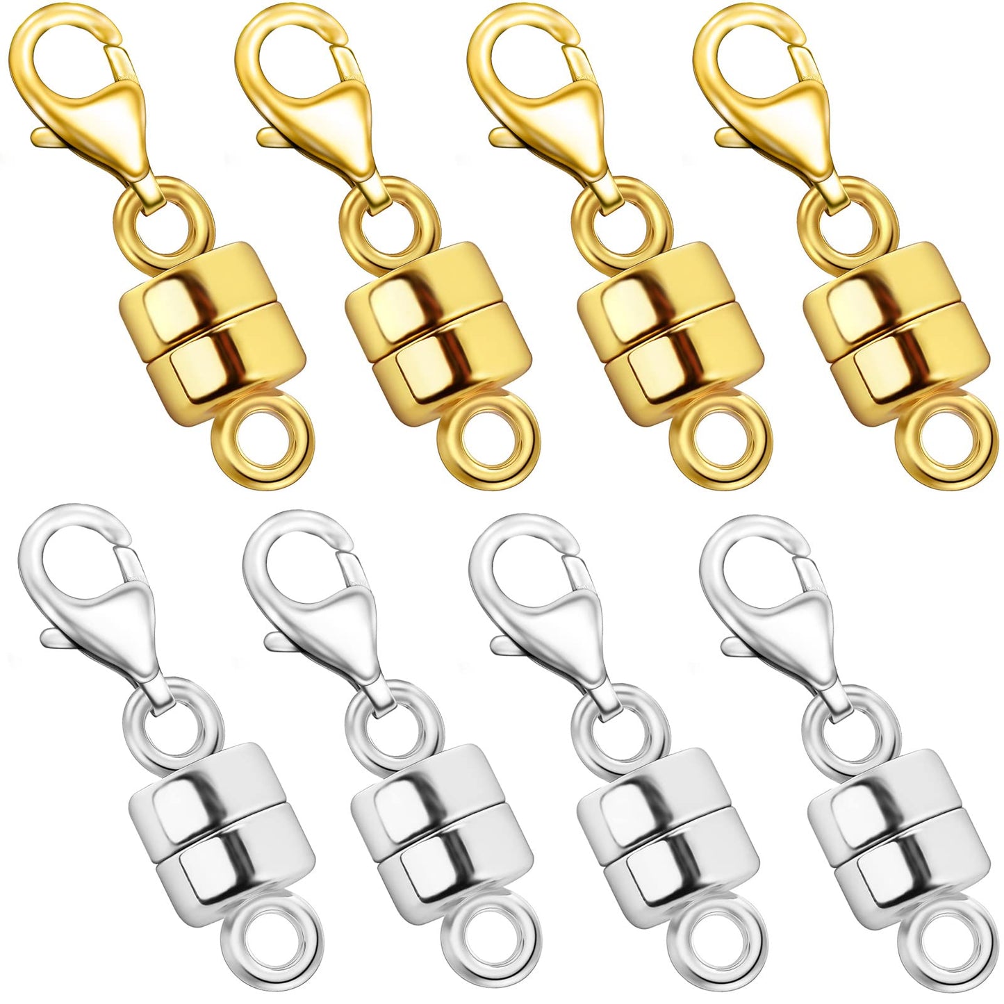 OHINGLT Magnetic Necklace Clasp Extra Strong, Gold and Silver Plated Magnet Jewelry Clasps Converters, Bracelet Extender for Women Seniors