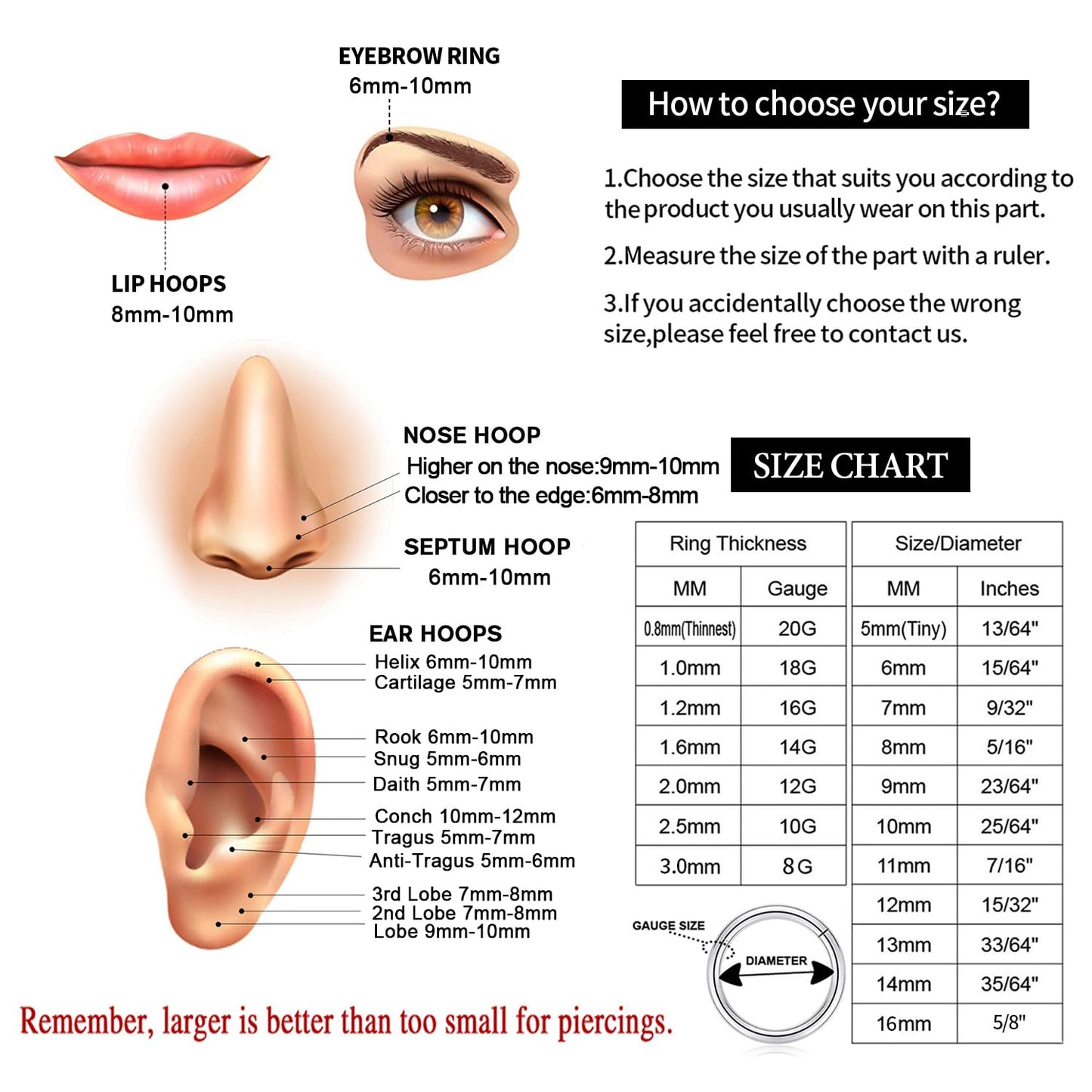 Septum Ring Rose Gold Septum Jewelry Seamless Septum Clicker Nose Rings 18 Gauge 8mm Nose Ring Hoop 18g Cartilage Earring Lip Rings Nose Hoop Surgical Steel Helix Earrings Nose Piercing Jewelry