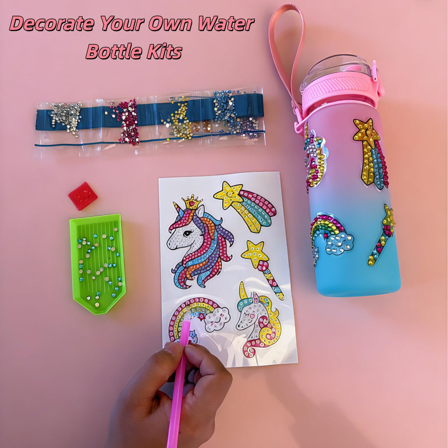 Runeaoys Unicorn Toys for Girls Age 4-6 Birthday Easter Gifts for Girls Age 3 4 5 6 7 8 9 10 Years Old Glow in the Dark Blanket Water Bottle Diamond Art Crafts