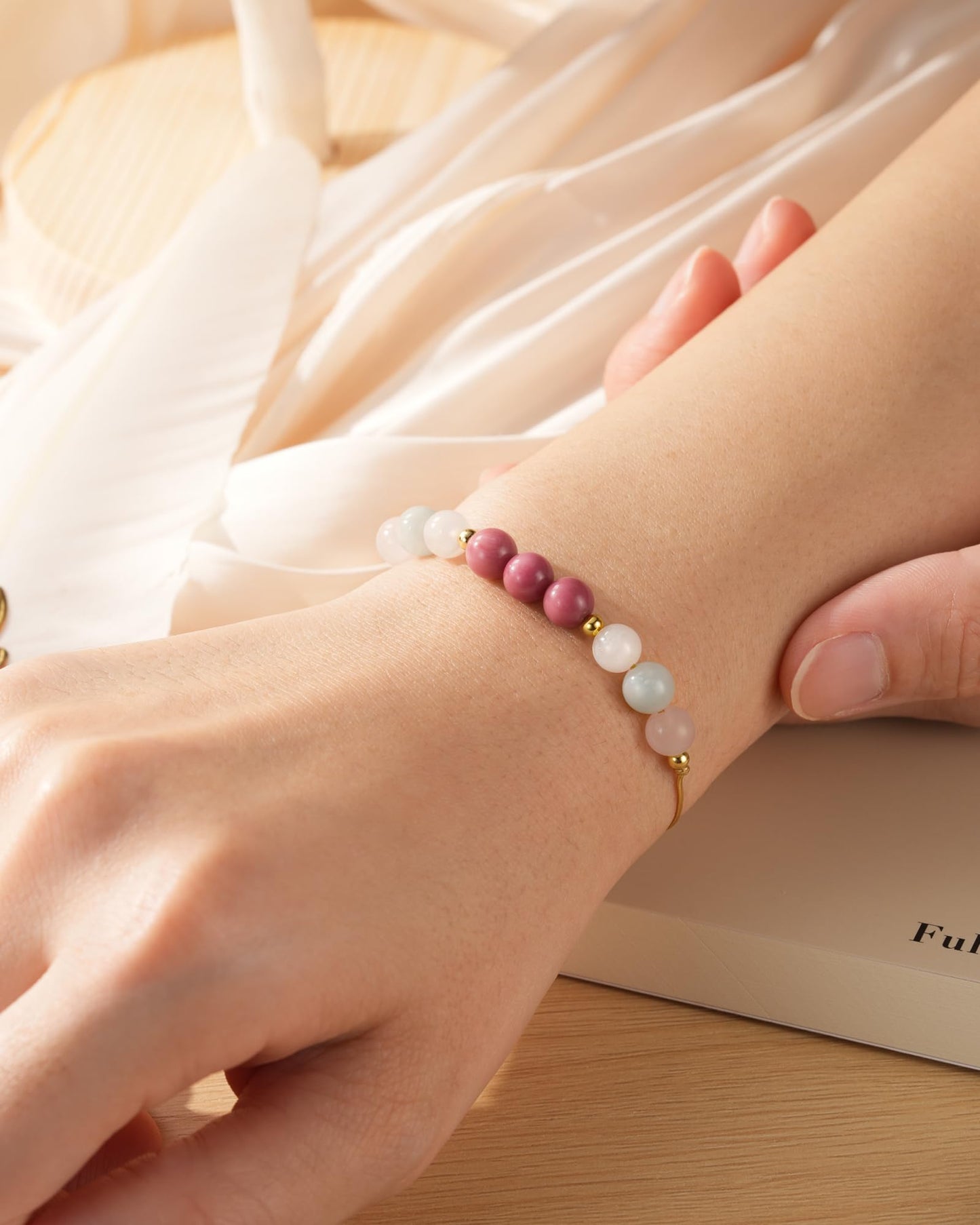 HGDEER Anxiety Relief Items Crystals Beaded Bracelets for Women, Stress Healing Moonstone Rose Quartz Stone Mental Health Gifts Anti Panic Attack Comfort Natural Spiritual Protection Calming