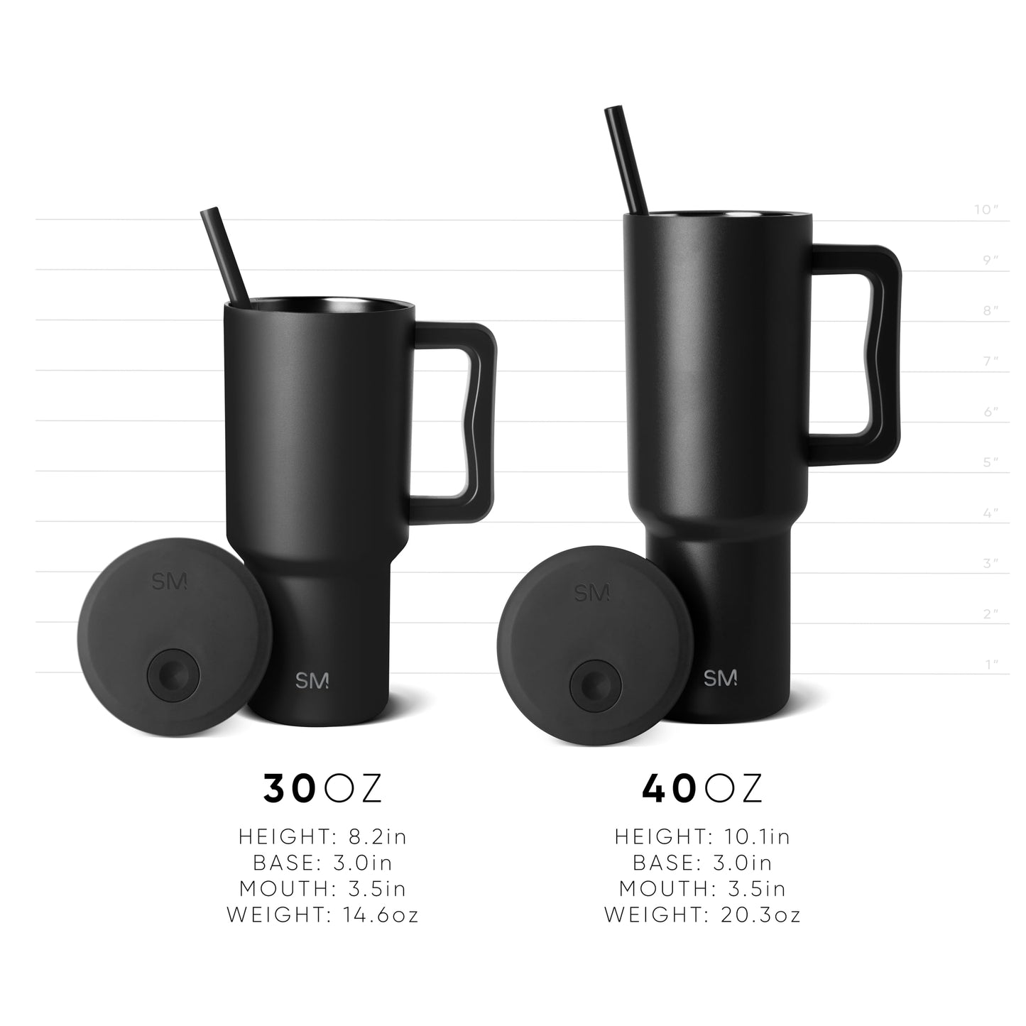 Simple Modern 40 oz Trek Tumbler with Handle and Straw Lid | Cup Holder Friendly Insulated Stainless Steel Travel Mug | Sea Glass Sage,(Pack of 12)