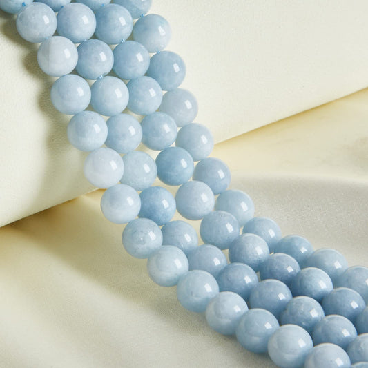 35pcs 10mm Natural Aquamarine Beads Gemstone Beads Round Loose Beads for Jewelry Making