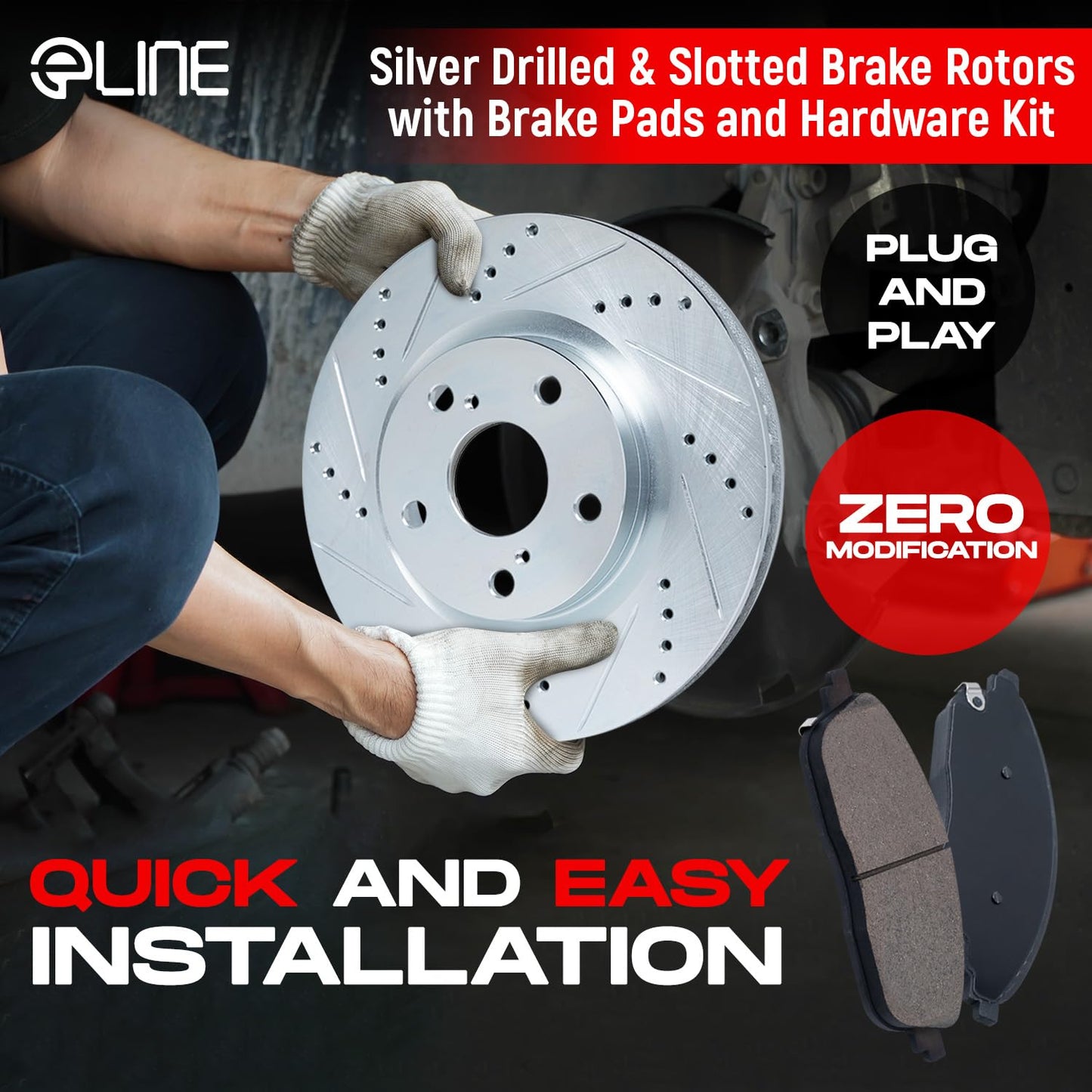 R1 Concepts Front and Rear Brake Kit For 2009-2014 Acura TSX, 2008-2012 Honda Accord EX, EX-L Coupe & Sedan| Drilled Slotted Brake Rotors| Ceramic Brake Pads and Rotors Kit| Hardware included