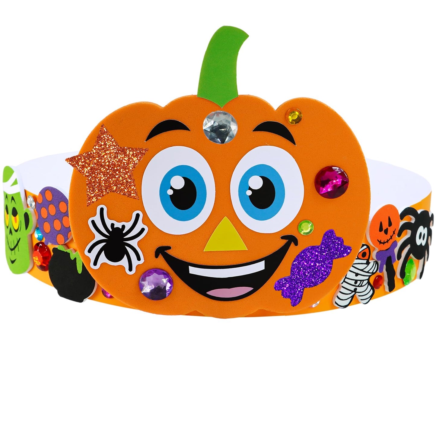Winlyn 24 Sets Halloween Headbands Craft Kits DIY Crown Art Sets Spider Bat Jack-o'-Lantern Witch Hat with Halloween Foam Stickers Crafts for Kids Classroom Activities Party Favors Trick-or-Treat