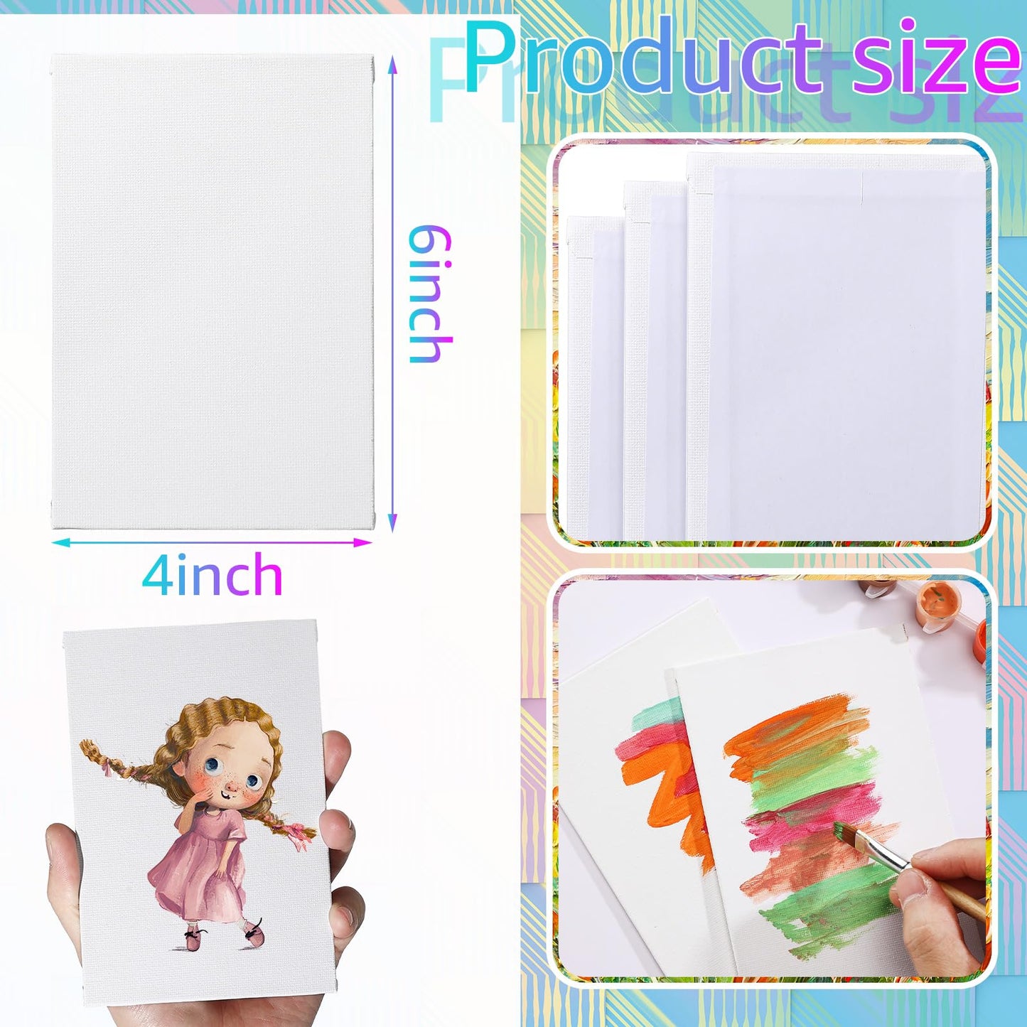 Moinchore 100 Pcs Mini Painting Canvas Panels Art Painting Canvases Panels Cotton Blank White Small Canvas Acid Free Boards for Watercolor Acrylic Oil Paint(4 x 6 Inch)