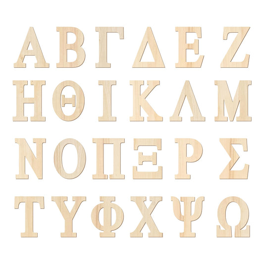 6 Inch 56 Pieces Wooden Greek Letters Crafts Unfinished Wood Greek Alphabets for Sorority/Fraternity/DIY Project/Learning/Wall Decor
