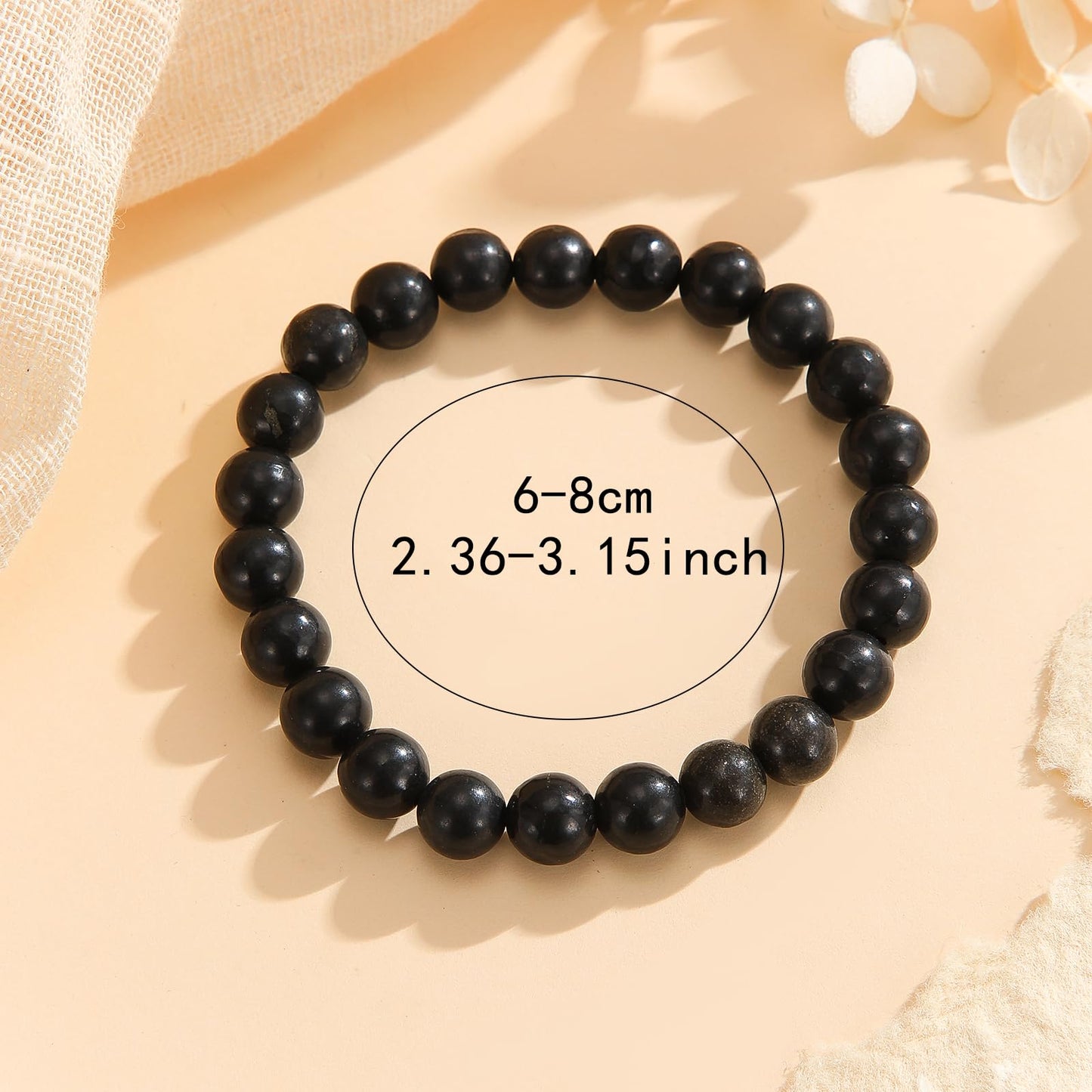 Crystal Vibe Protection Bracelet – Shungite Bracelet for Grounding Healing Energy – Natural 8mm Gemstone Beads Bracelet for Women Men