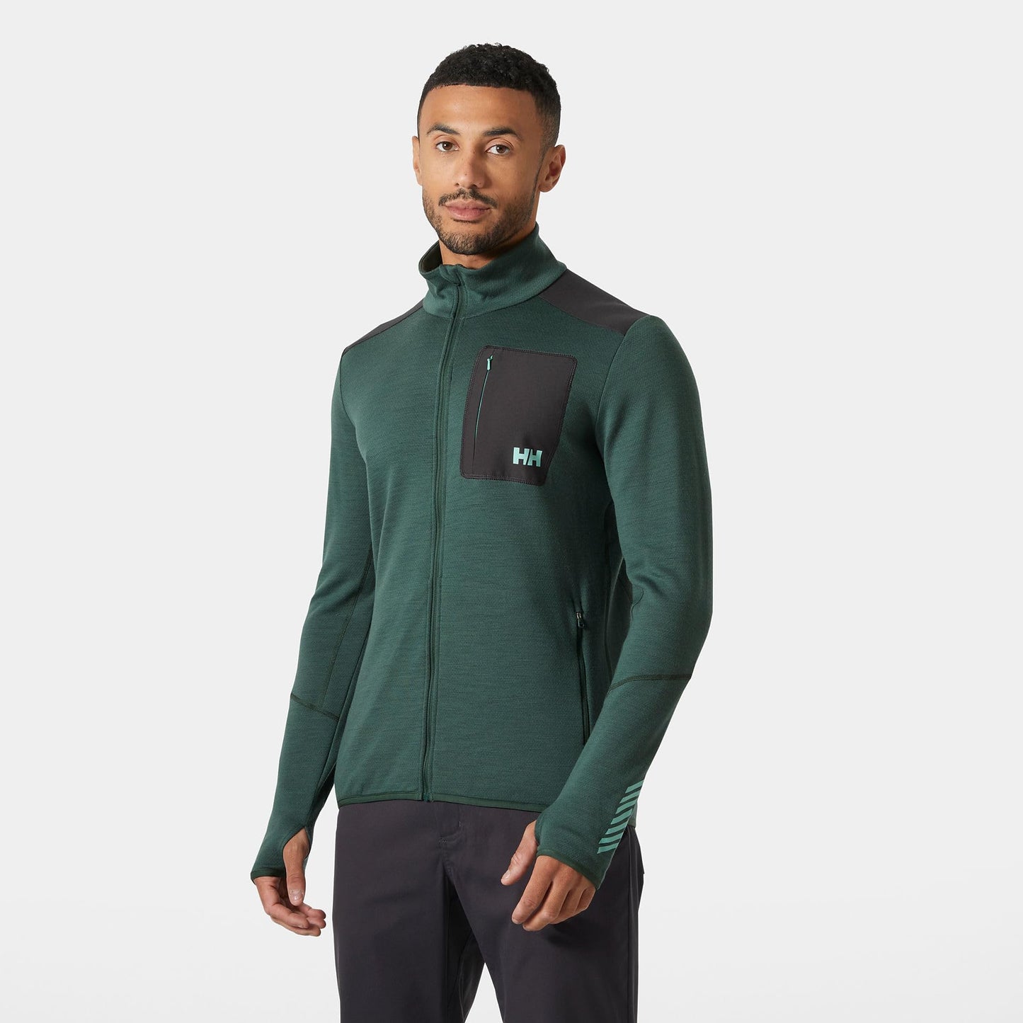 Helly-Hansen LIFA Merino Midlayer for Men - Warm & Breathable Wool Blend Pullover, Ideal for Outdoor Activities & Layering, 390 Jungle Green - L