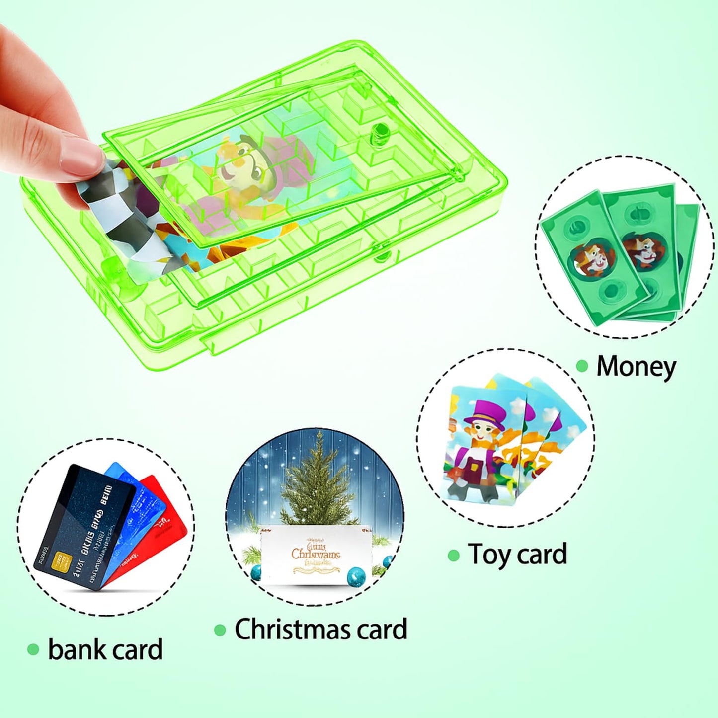 Civaner 10 Pieces Gift Card Puzzle Box Money Maze Gift Holder Plastic Puzzle Card Holder Intellectual Pinball Machine Game Fun Birthday Christmas Party Favors for Adults(Green)