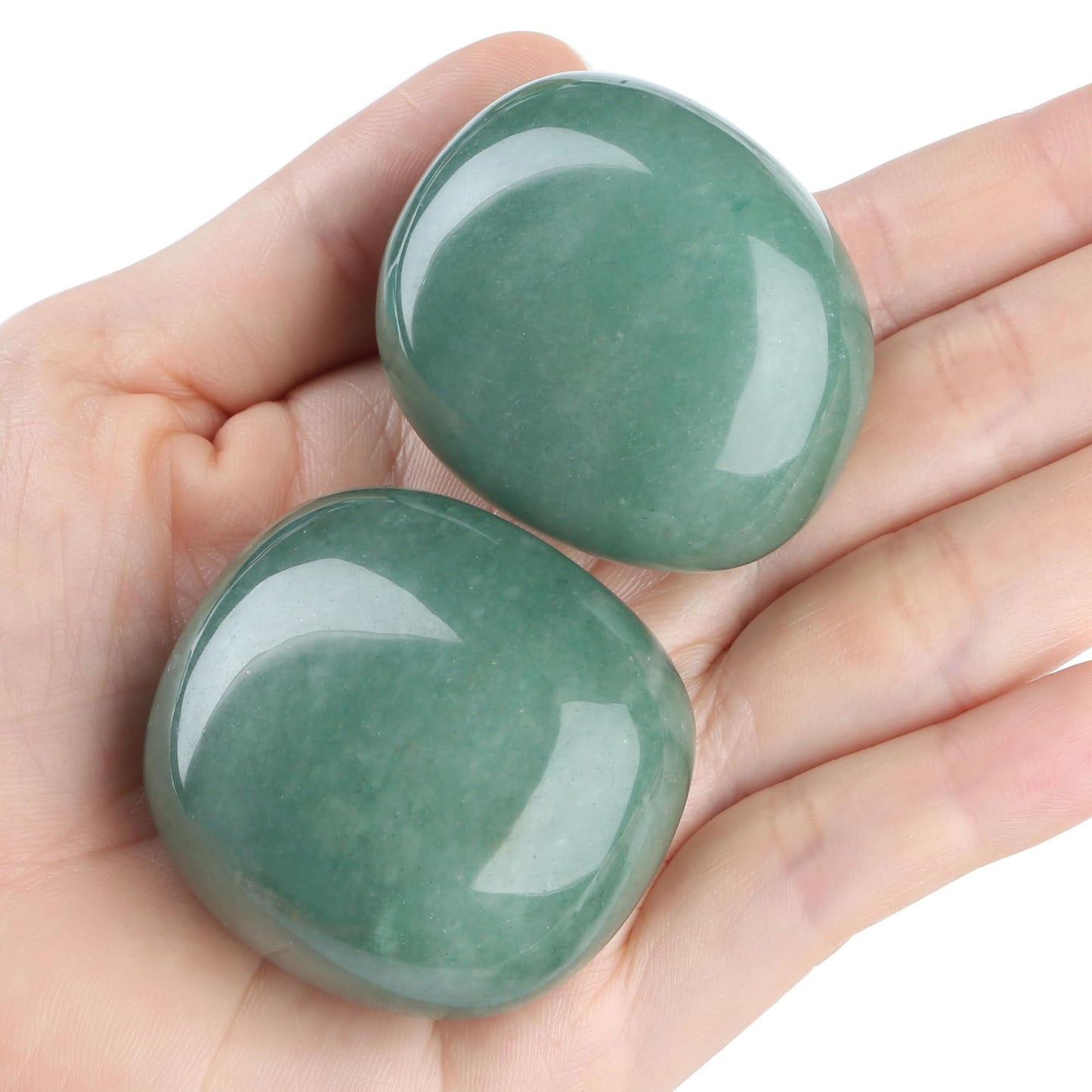 QINJIEJIE 1.6-2.0" Green Aventurine Crystal Polished Rocks 2PCS Healing Crystals Large Tumbled Stones Gem Stones for Energy Witchcraft Meditation DIY Decoration Gifts
