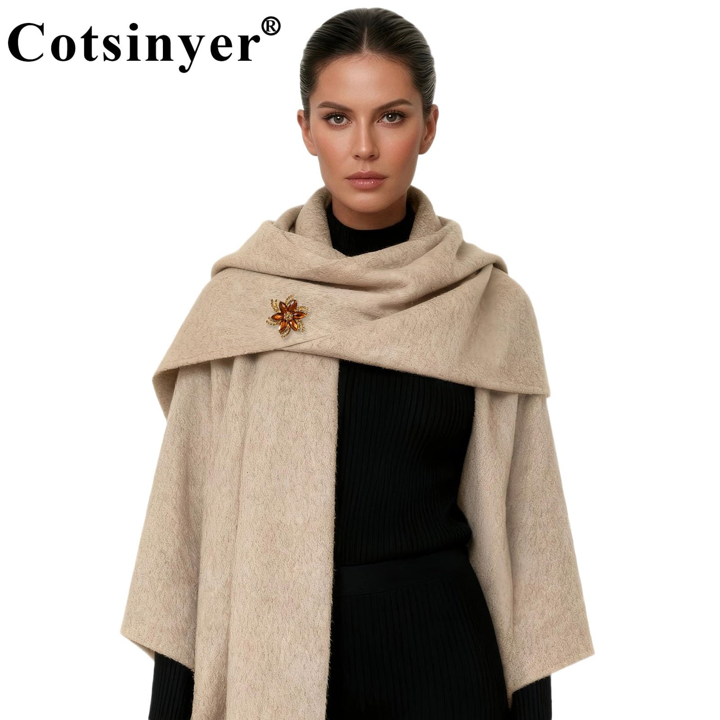 Cotsinyer Vintage Flower Brooch for Women - Elegant Gold-Toned Lapel Pin with Brown Rhinestones & Crystals for Suits, Coats, Dresses, Hats, Scarves and Shawls