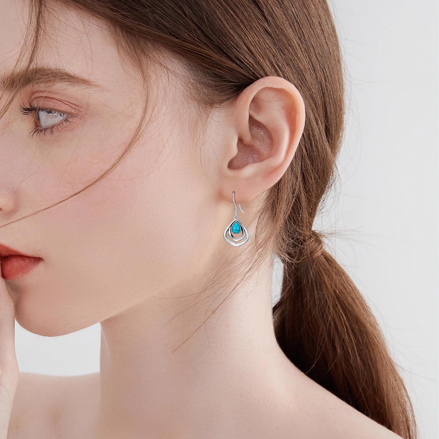 Eetaitai Turquoise Earrings 925 Sterling Silver Boho Earrings Blue Vintage Native American Jewelry Western Jewelry Dangle Earrings Mothers Day Gifts for Mom Wife Sister