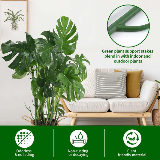 Yhtpouqe 12 Pack Plant Support Stakes, Plant Stakes for Indoor and Outdoor Plants. 39.37inch Plant Sticks with Extension Poles, Plant Clips, Plant Ties for Potted Monstera Plants, Climbing Plants