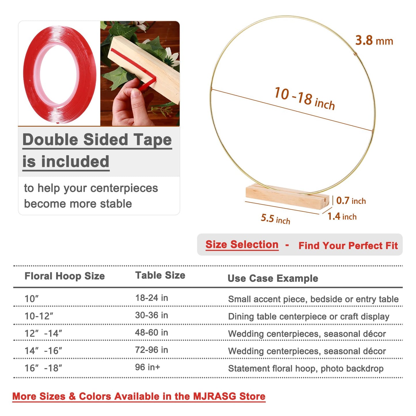 10 Pack Floral Hoop with Stand and 38-Yard Paddle Wire 12 Inch Metal Rings for DIY Centerpiece Table Decorations Crafts Macrame Rings Hoop Wreath Dream Catcher Rings Wedding Christmas Wreaths, Gold