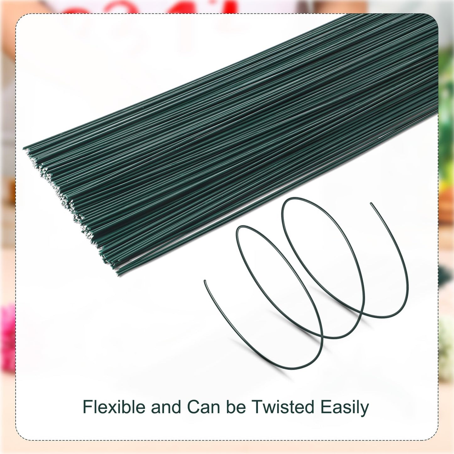 Zonon 220 Pcs 16 Gauge Enameled Floral Wire 18 Inch Florist Wire Bulk Flower Stems for Crafts DIY Bouquet Wrapping Artificial Flower Arrangements Supplies Wedding Prom Corsage, Dark Green