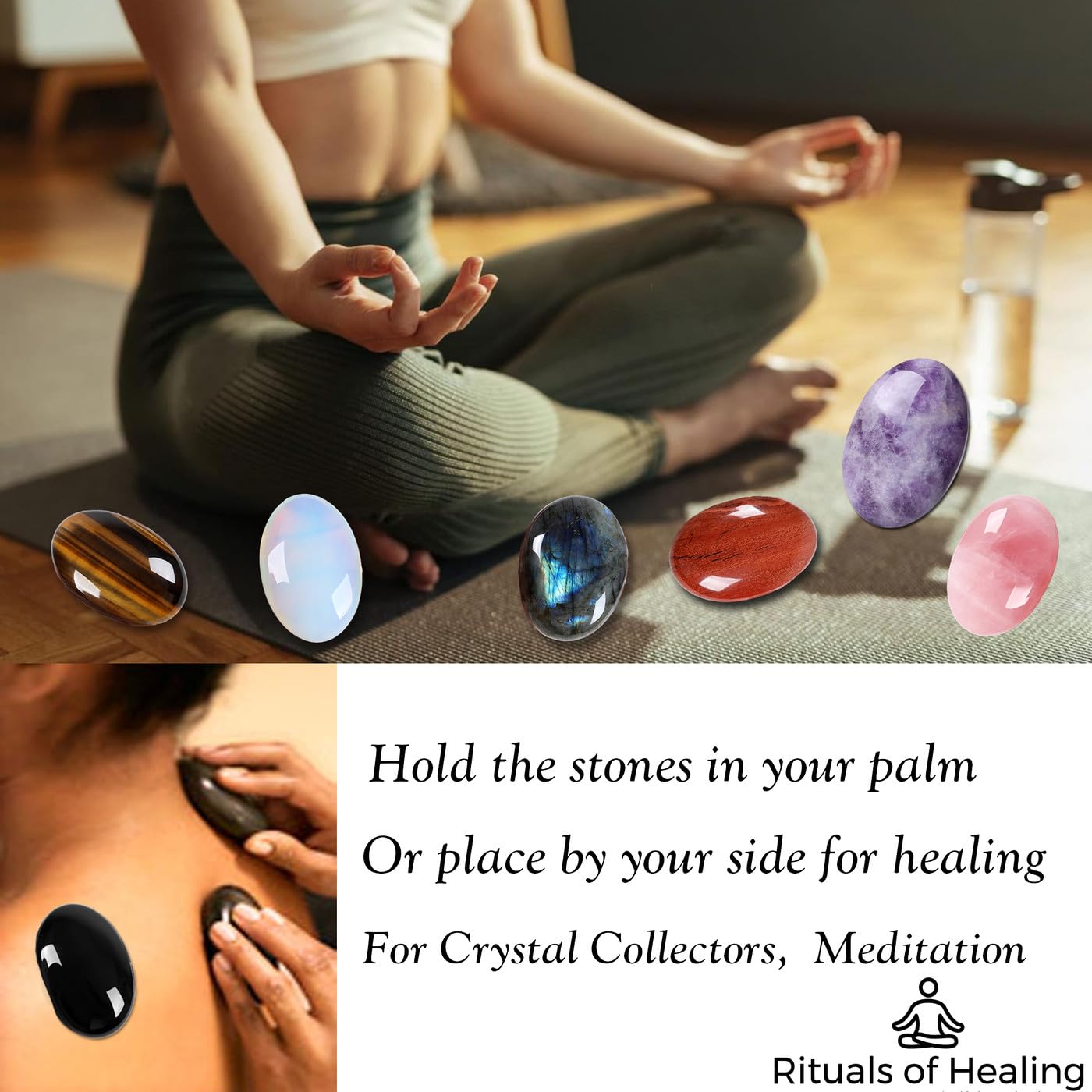 MAIBAOTA 2.4" Large Bloodstone Crystals Stone Polished Palm Stone Healing Crystals 0.7" Thick Natural Reiki Gemstone Worry Stone Energy Balancing Anxiety Stress Relief Meditation 1 Pc
