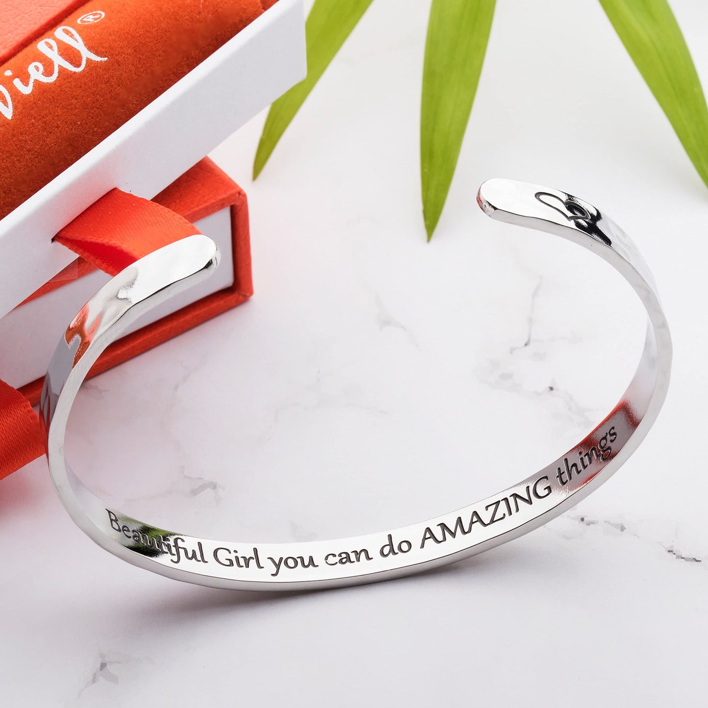 Carviell Inspirational Silver Bracelet for Teens Gift Ideas as Confirmation Gifts, Personalized Birthday Gift for Teens, Christmas Gift, Engraved Cuff Jewelry for Teenager