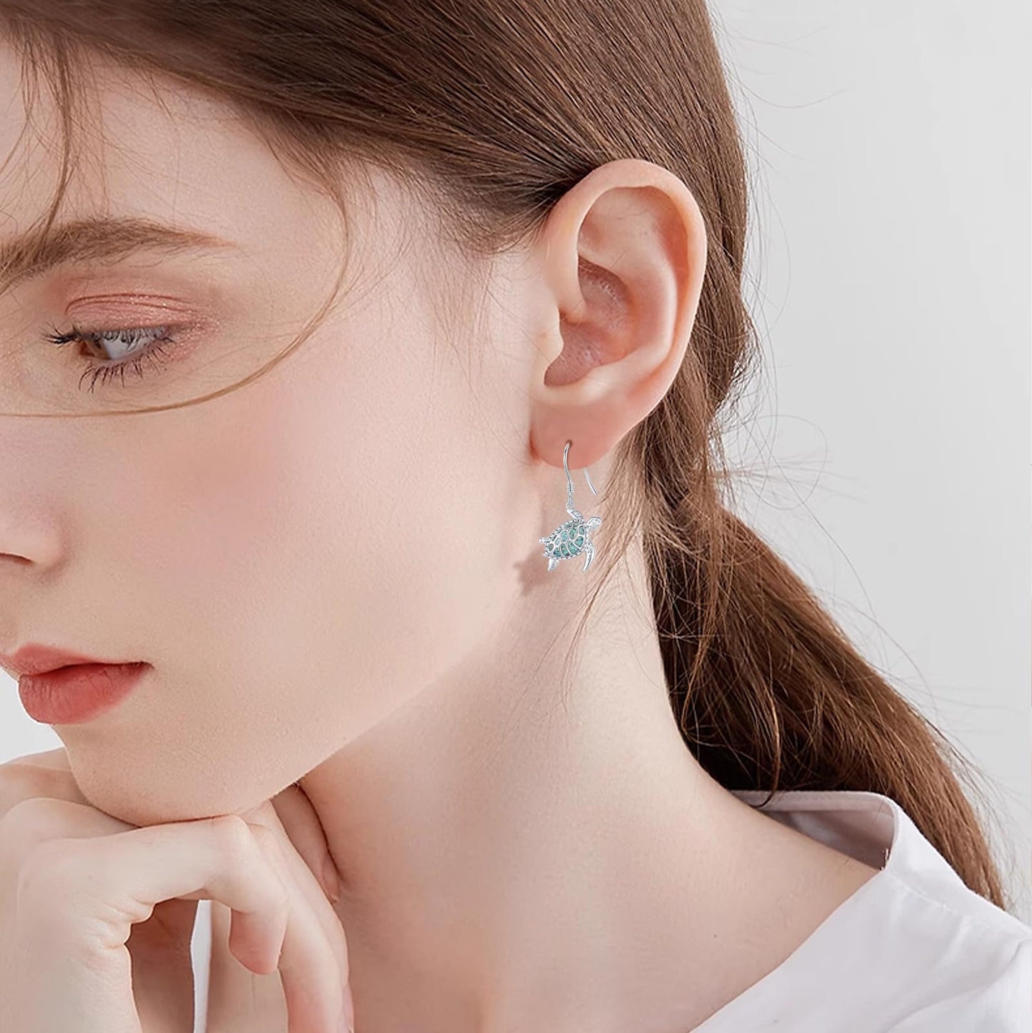 YYmqmq Sea Turtle Earrings 925 Sterling Silver Turquoise Turtle Dangle Drop Earrings Ocean Beach Themed Jewelry Gifts for Women